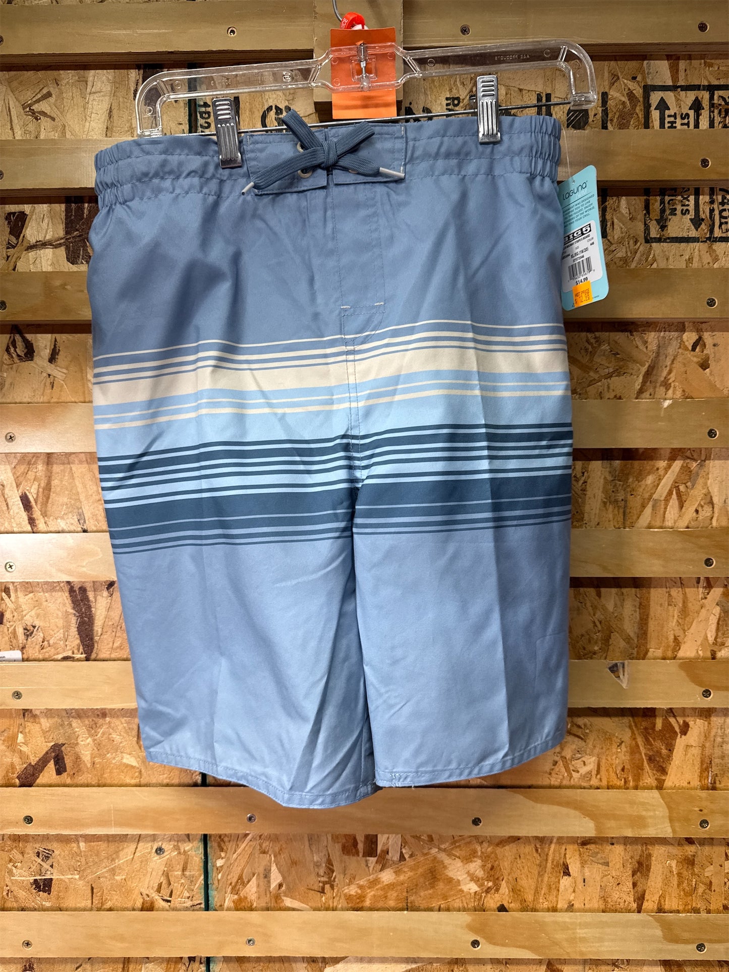 Laguna Boys' Midway Stripe E Board Shorts - Blue, XL (18/20)