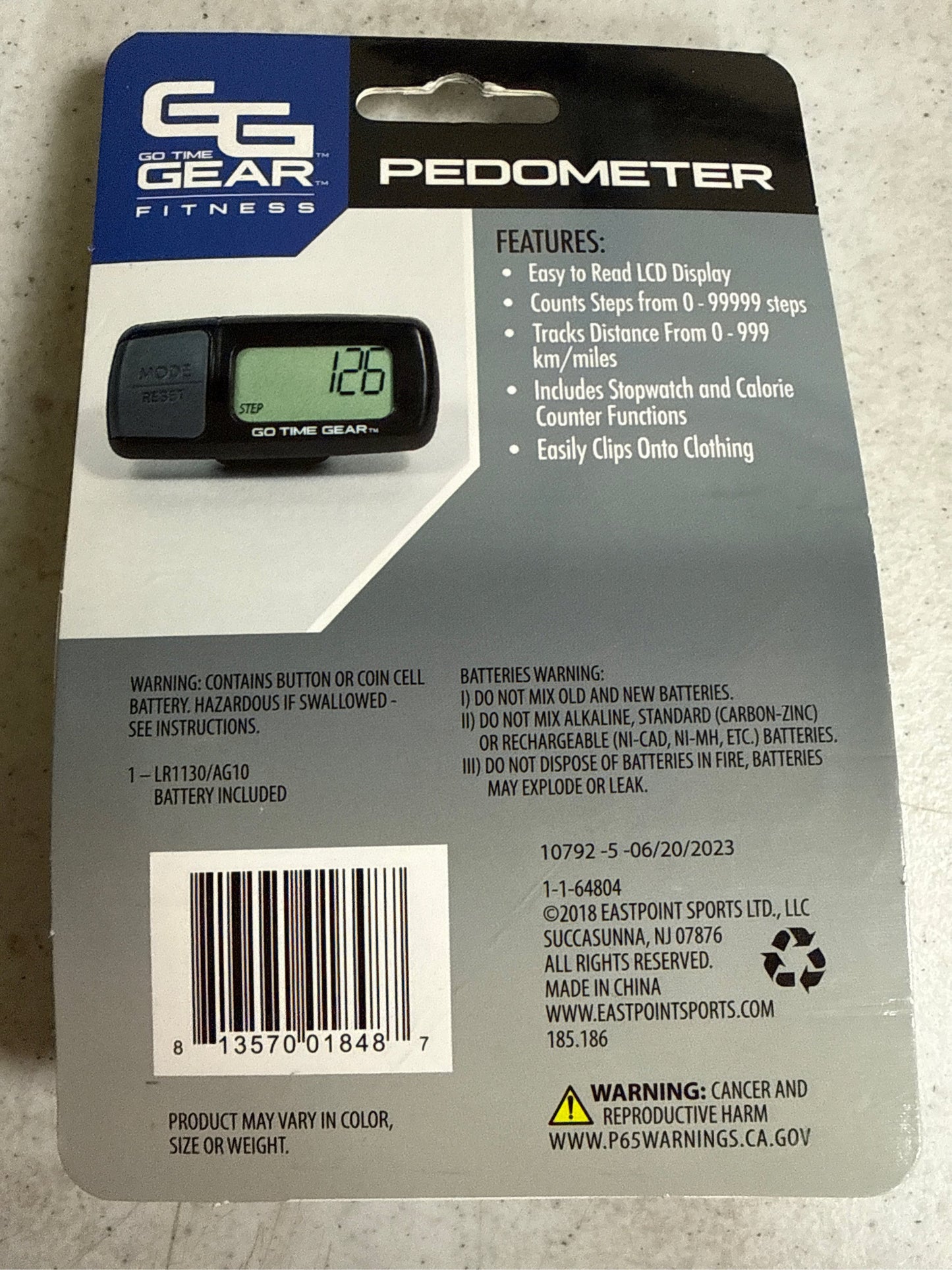 Go Time Gear Multifunctional Fitness Pedometer - Step, Distance, and Calorie Tracker