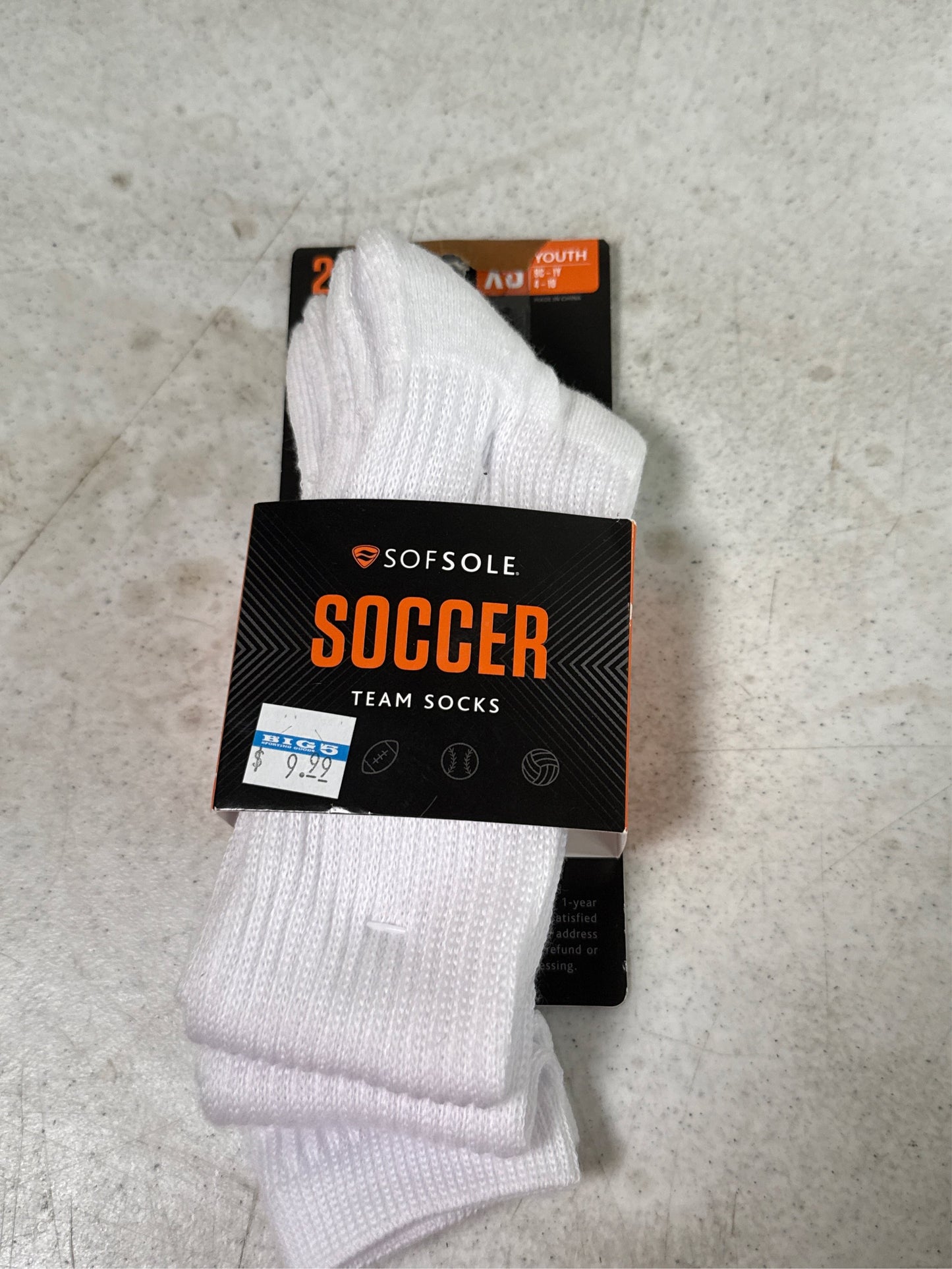 Sof Sole Youth Over-the-Calf Soccer Socks, White, 2-Pack