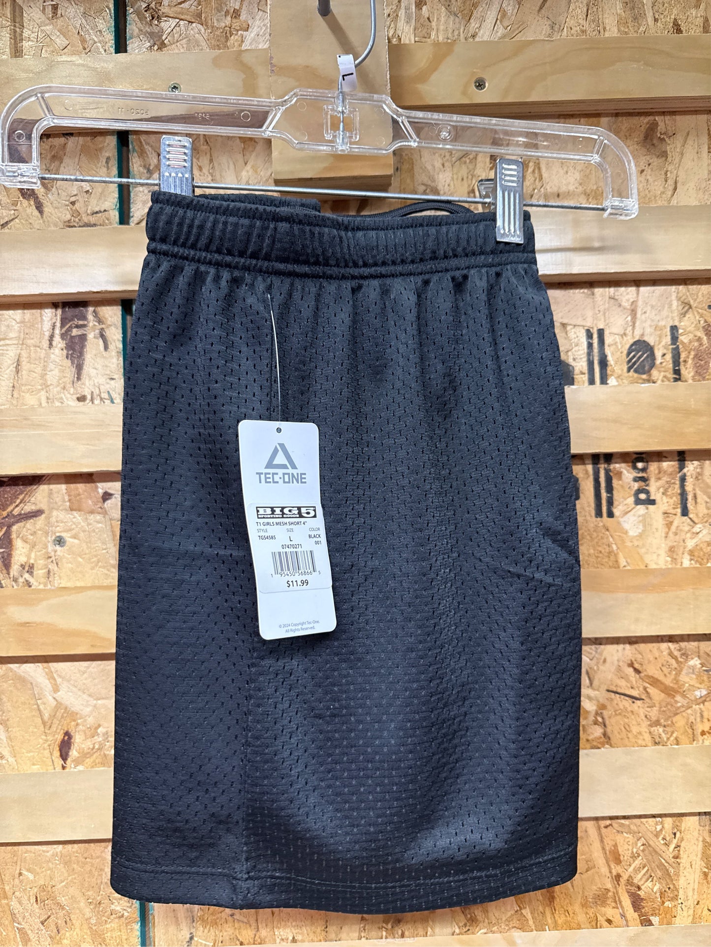 TEC-ONE Girls' 4" Inseam Poly Mesh Athletic Shorts - Black, Size Large