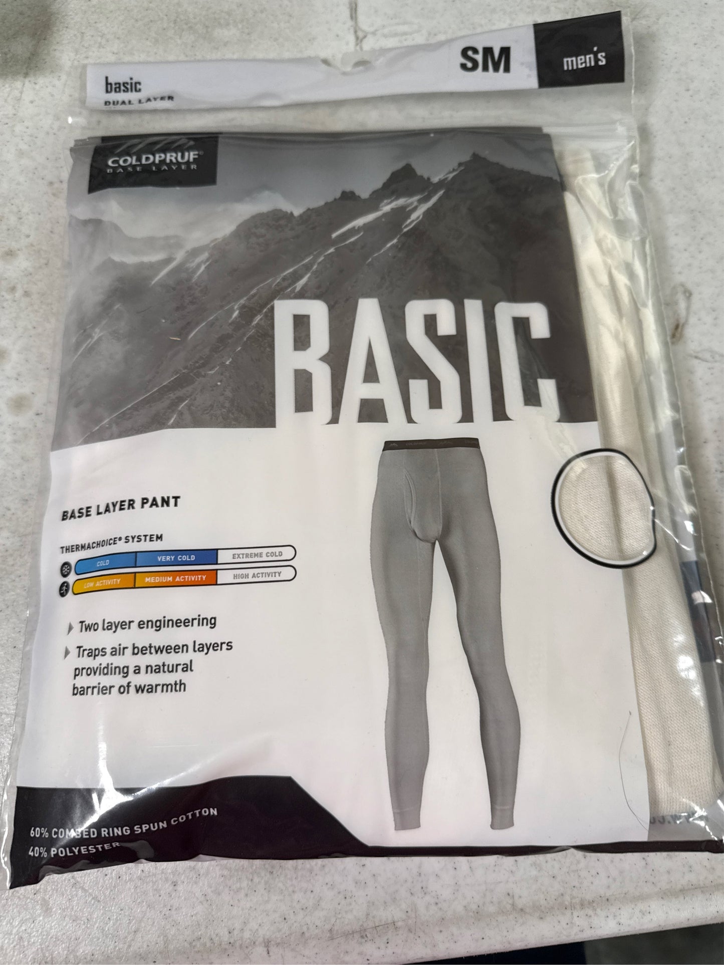 ColdPruf Men's Basic Dual Layer Thermal Baselayer Pants - Winter White, S