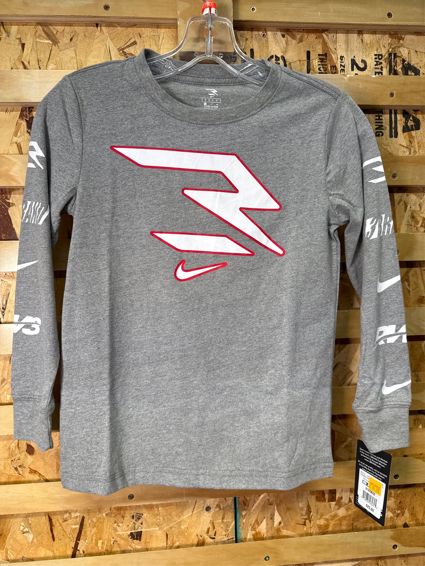 Nike Boys' 3Brand Long-Sleeve Icon Graphic Tee - Charcoal, Size S