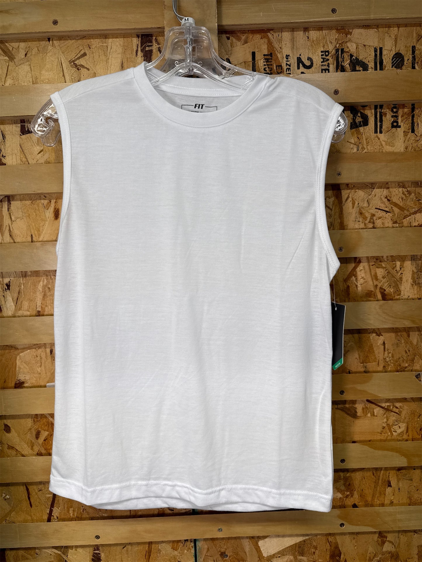 Fit Essentials Boys' Crewneck Muscle Tee - White, Size Medium