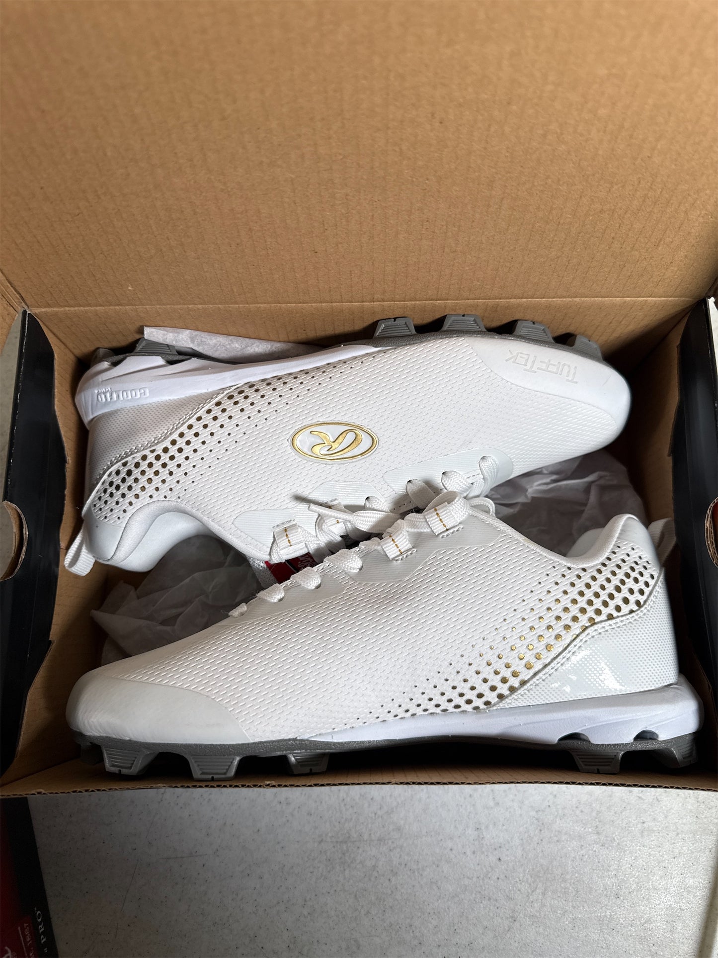 Rawlings Women's Division Low Softball Cleats - White/Gold, Size 7