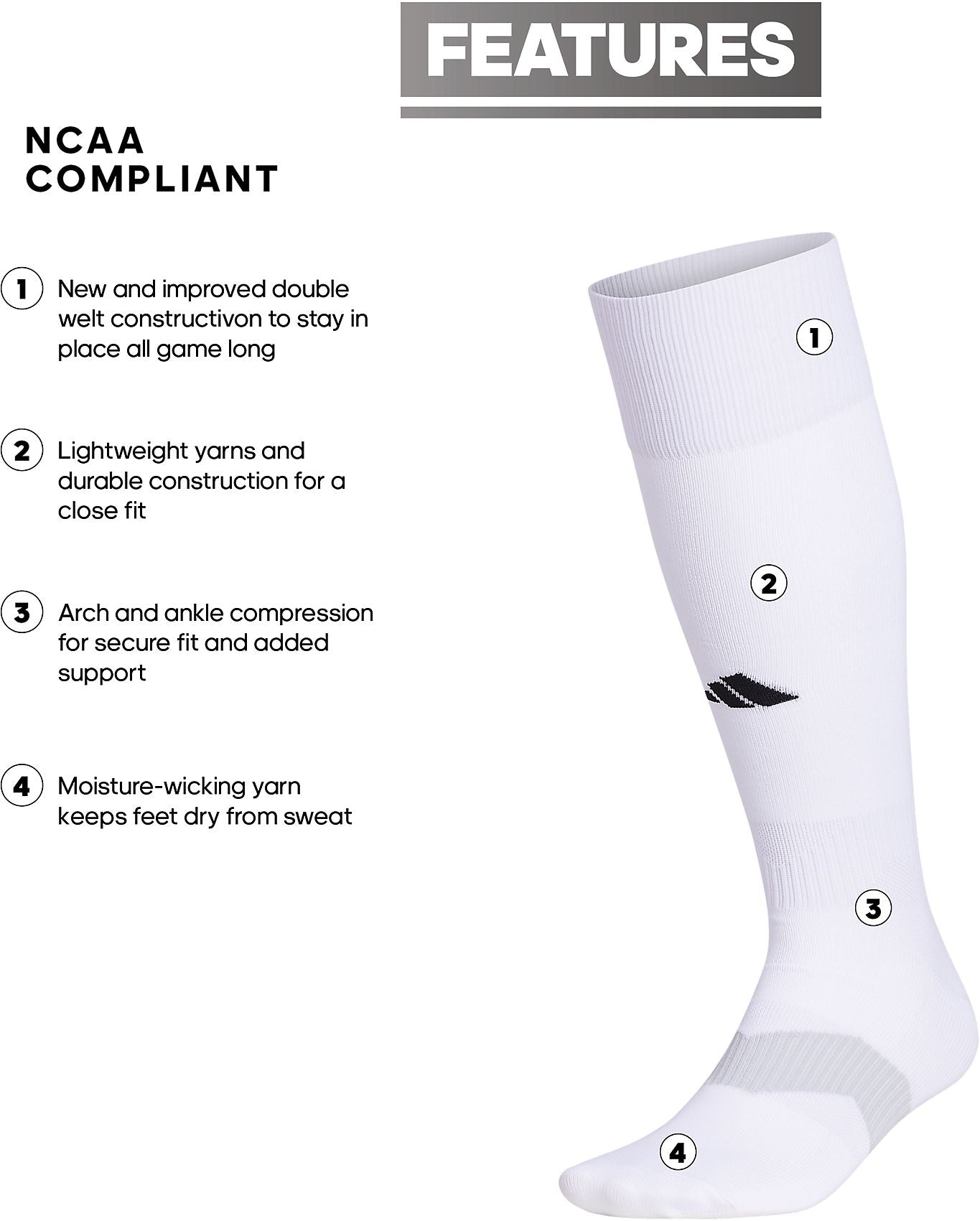 Adidas Unisex Metro VI Soccer Socks - White/Clear Grey/Black, Size Small