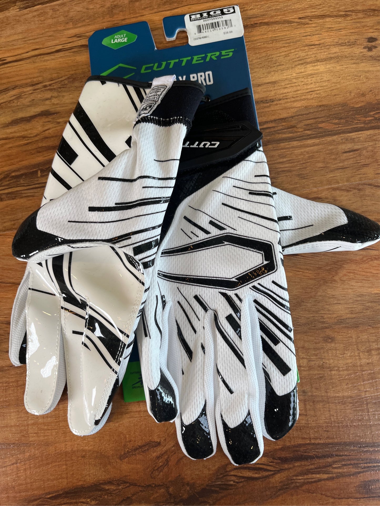 Cutters Men's Game Day Pro Football Receiver Gloves - White, Size L