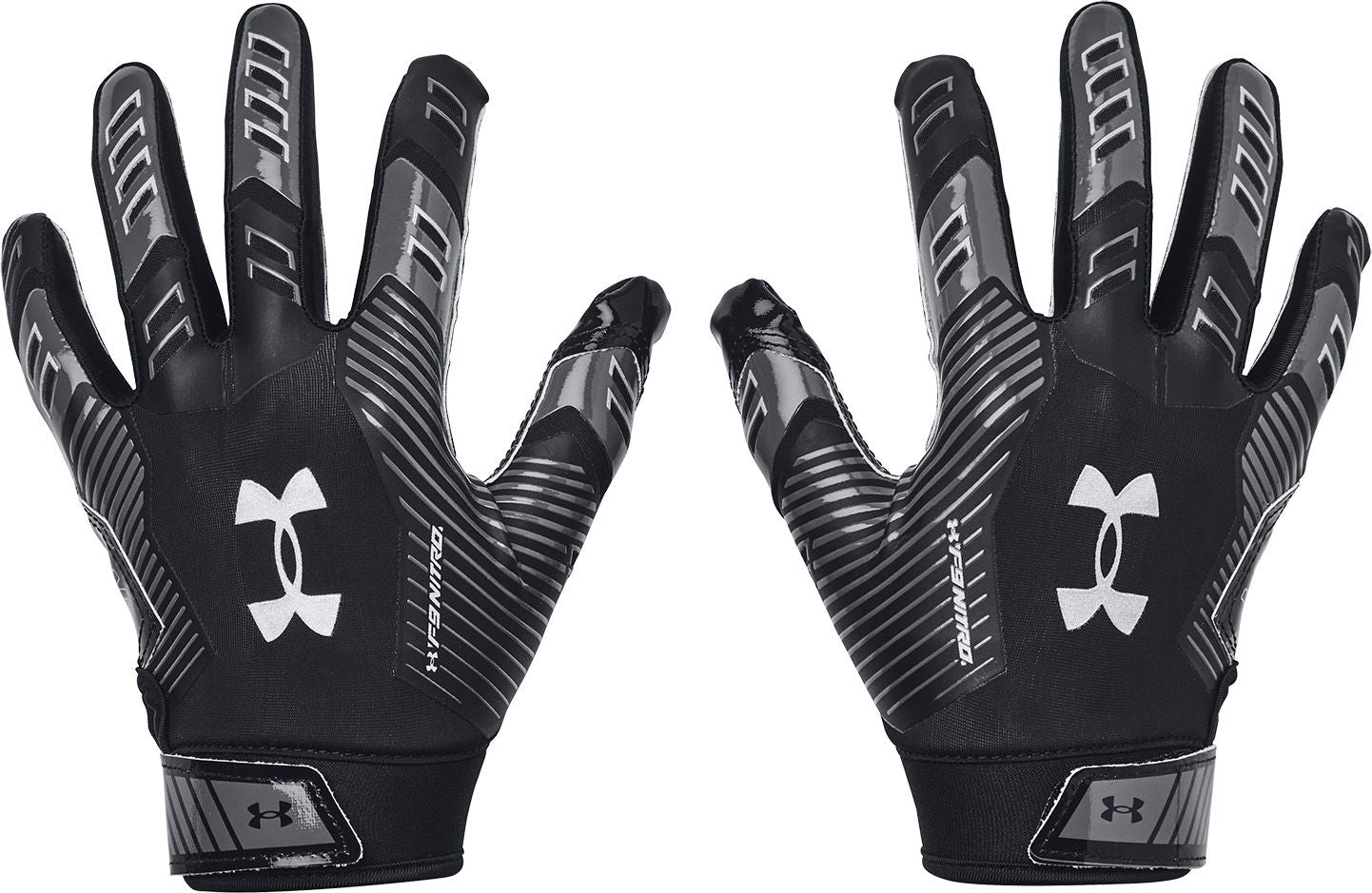 Under Armour Youth F9 Football Receiver Gloves - Black/Silver, Large