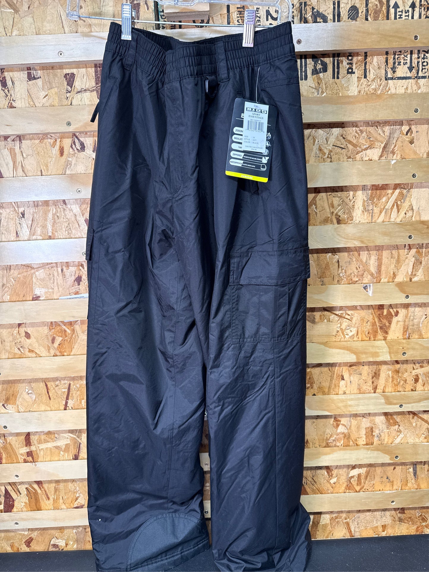 Sport Essentials Junior's Insulated Cargo Snow Pants - Black, Size 16