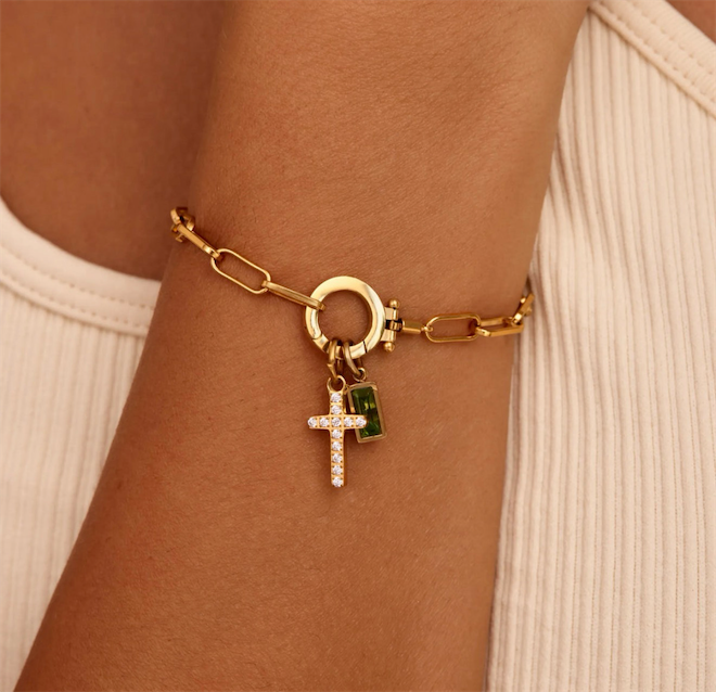 Olivia Jewelry Paperclip November Birthstone Cross Charm Bracelet