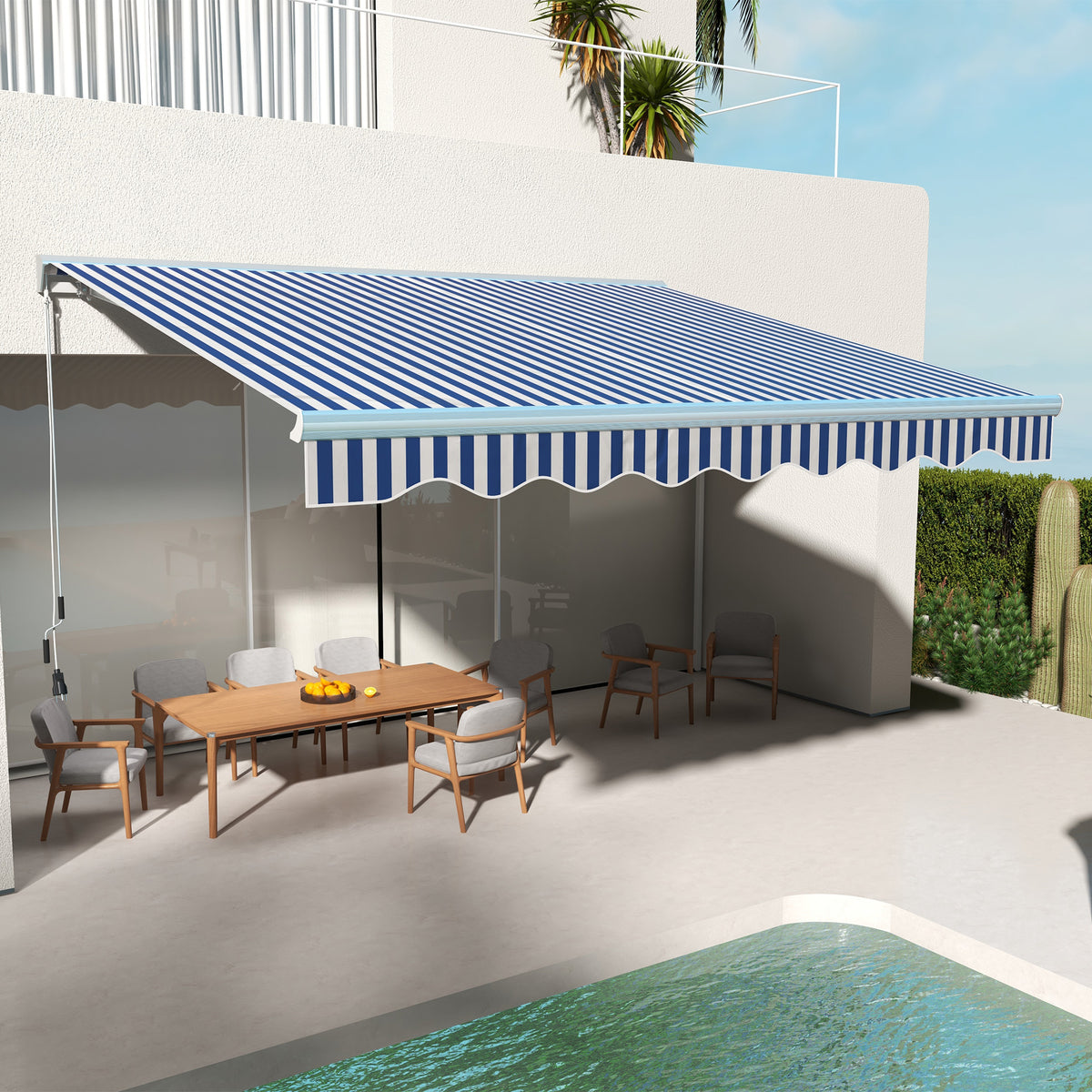 Outsunny 13' x 10' Electric Retractable Awning with LED Lights and Remote
