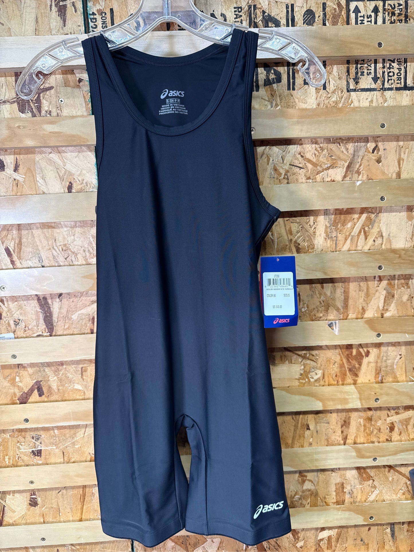 ASICS Adult Solid Modified Wrestling Singlet - Black, Size S