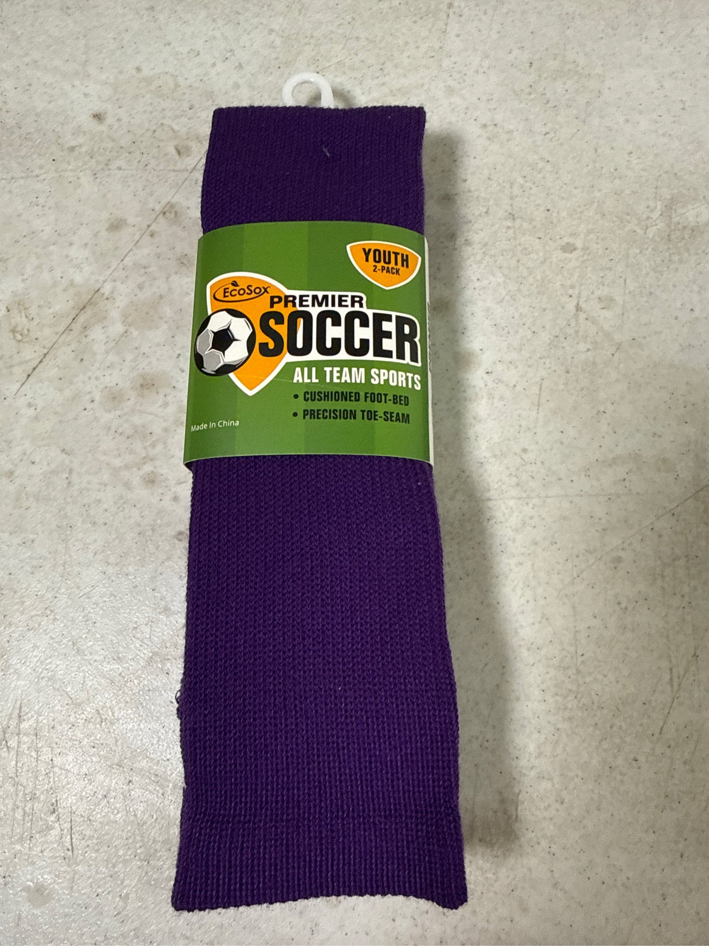 EcoSox Youth Premier Over-the-Calf Soccer Socks - 2-Pack, Purple, Size 7-9