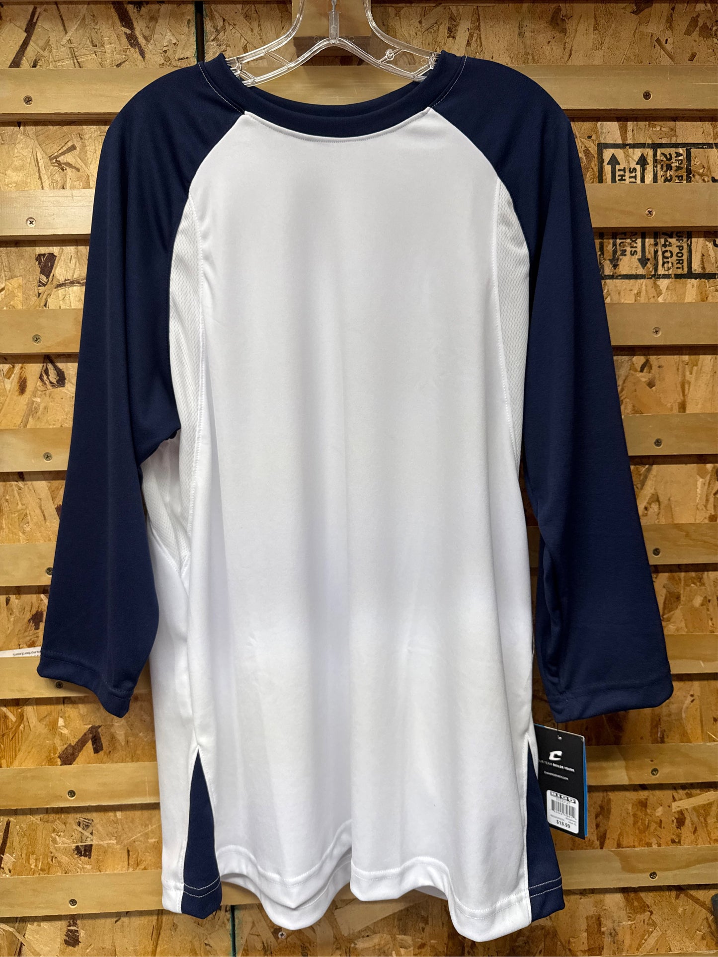 Champro Adult Dri-Gear Baseball/Softball Shirt - White/Navy, XL