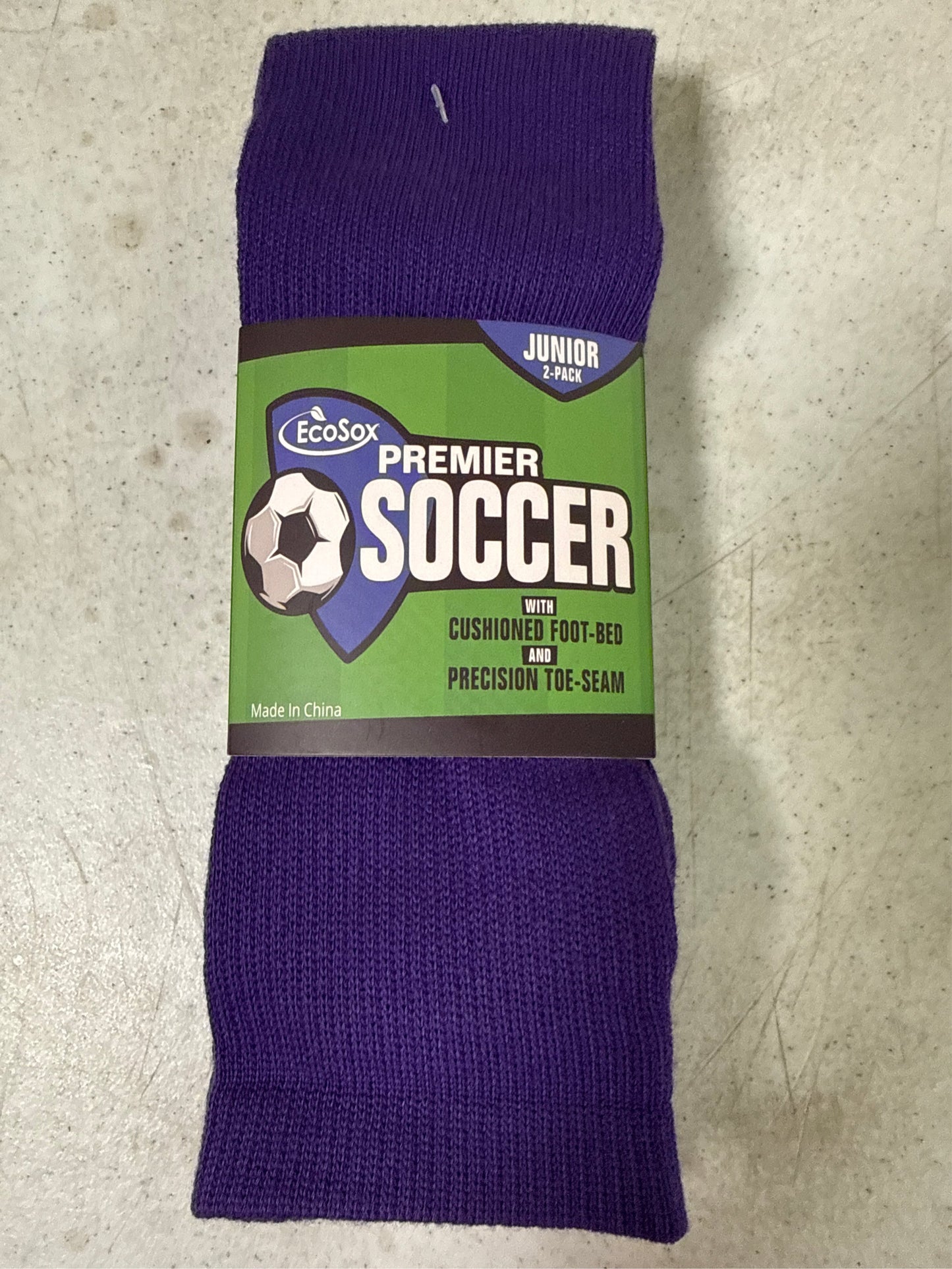EcoSox Junior Premier Over-the-Calf Soccer Socks - 2 Pack, Purple, Size 5-7