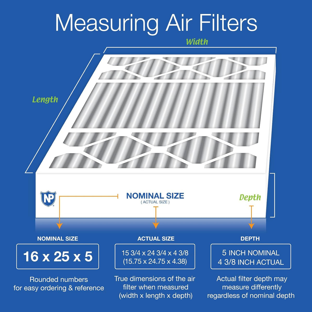 Nordic Pure 16x25x5 MERV 12 Pleated AC & Furnace Air Filter, 1-Pack