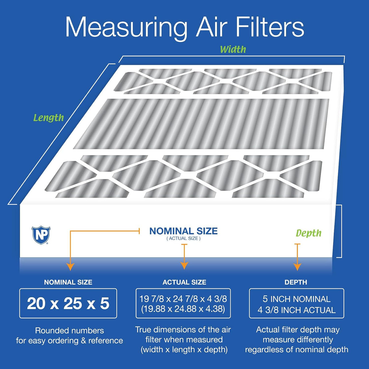 Nordic Pure 20x25x5 MERV 12 Pleated Carbon AC Furnace Air Filters, 2-Pack