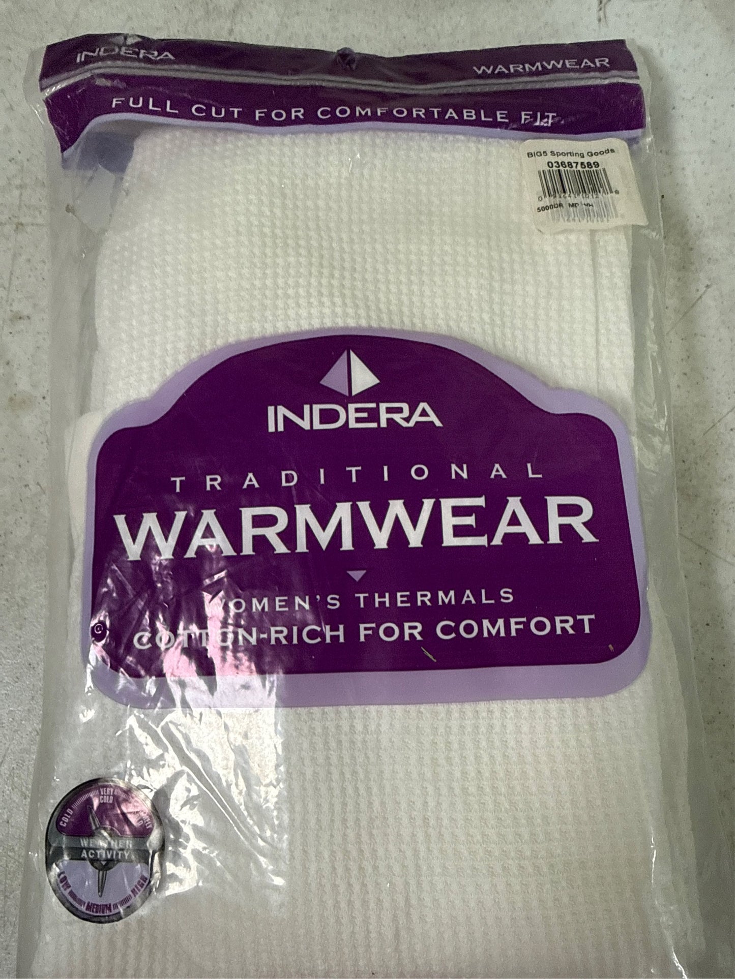 Indera Women's Traditional Warmwear Thermal Underwear Base Layer Bottoms, White, Size Medium
