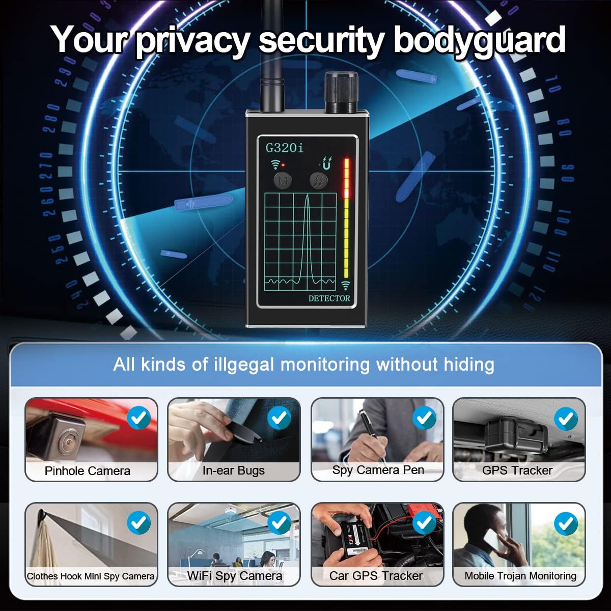 Vaoecms G320i Hidden Device Detector - RF Signal & Bug Finder
