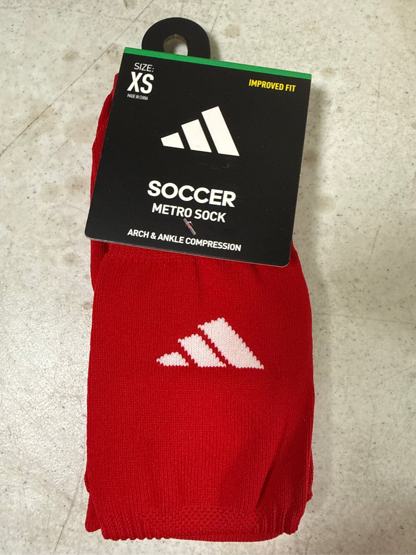 Adidas Metro VI Soccer Socks - Power Red, Size XS