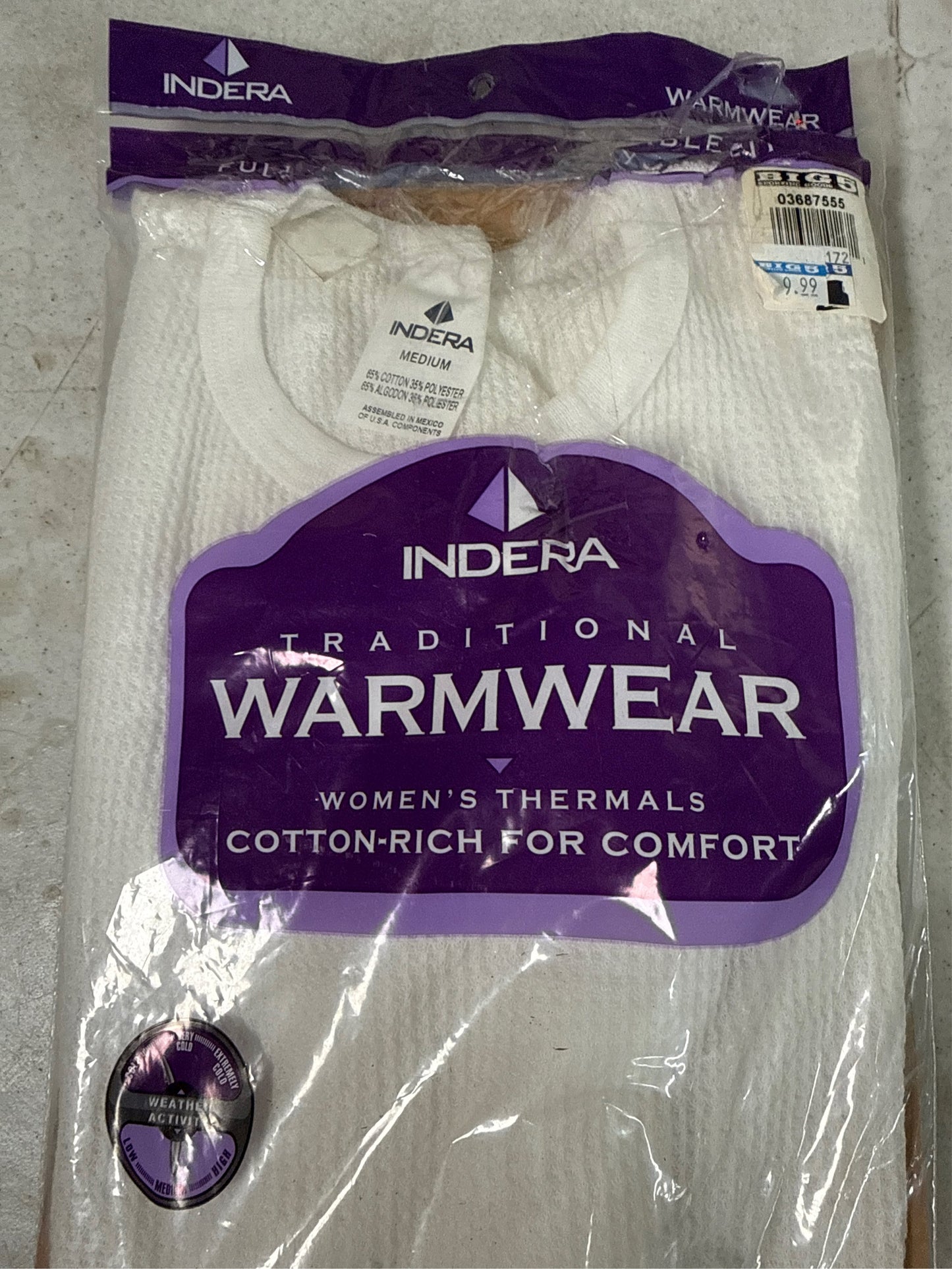 Indera Women's Traditional Thermal Underwear Base Layer Top - White, Medium