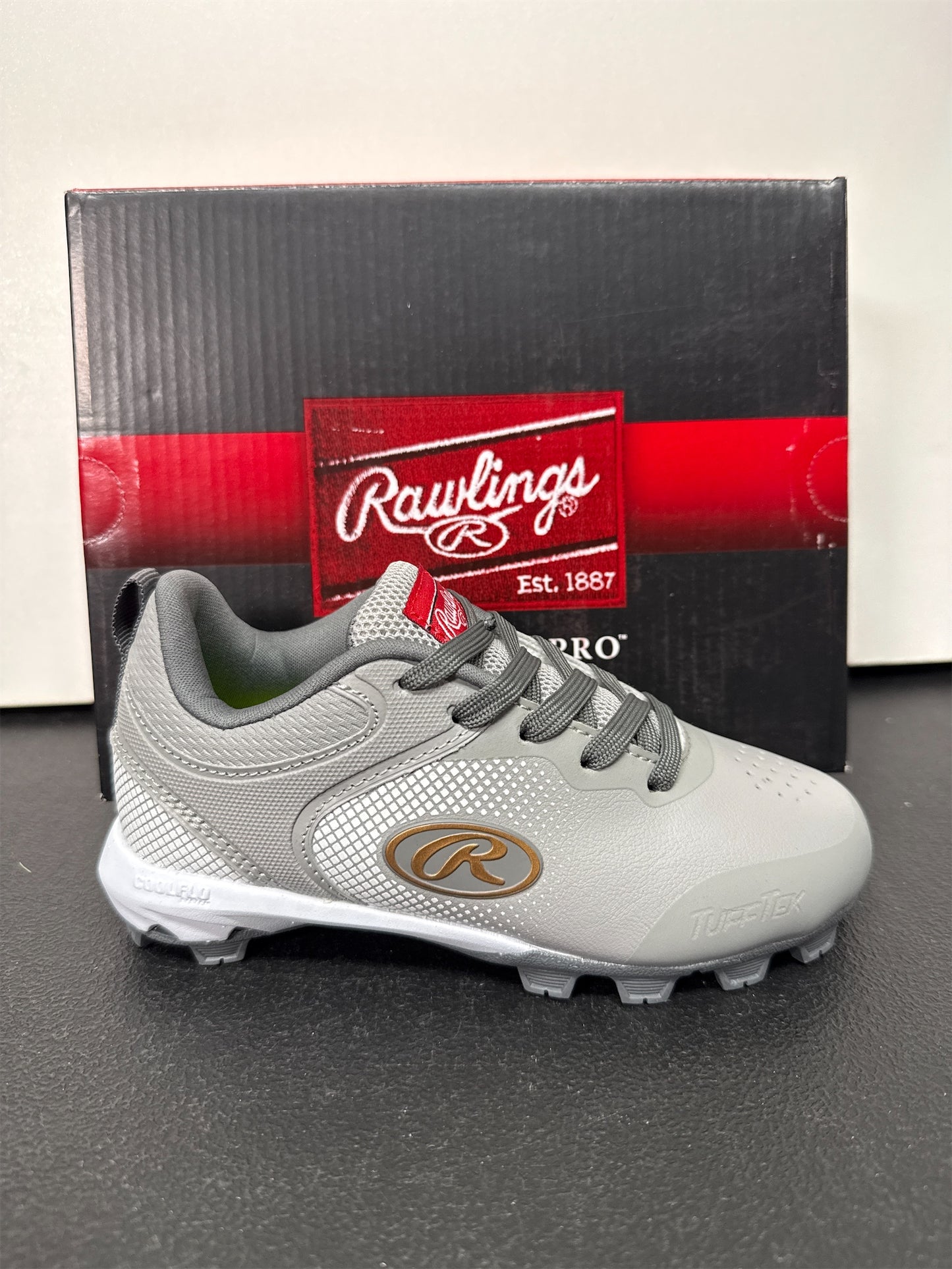 Rawlings Sanction Low Youth Baseball Cleats - Gray, Size 12