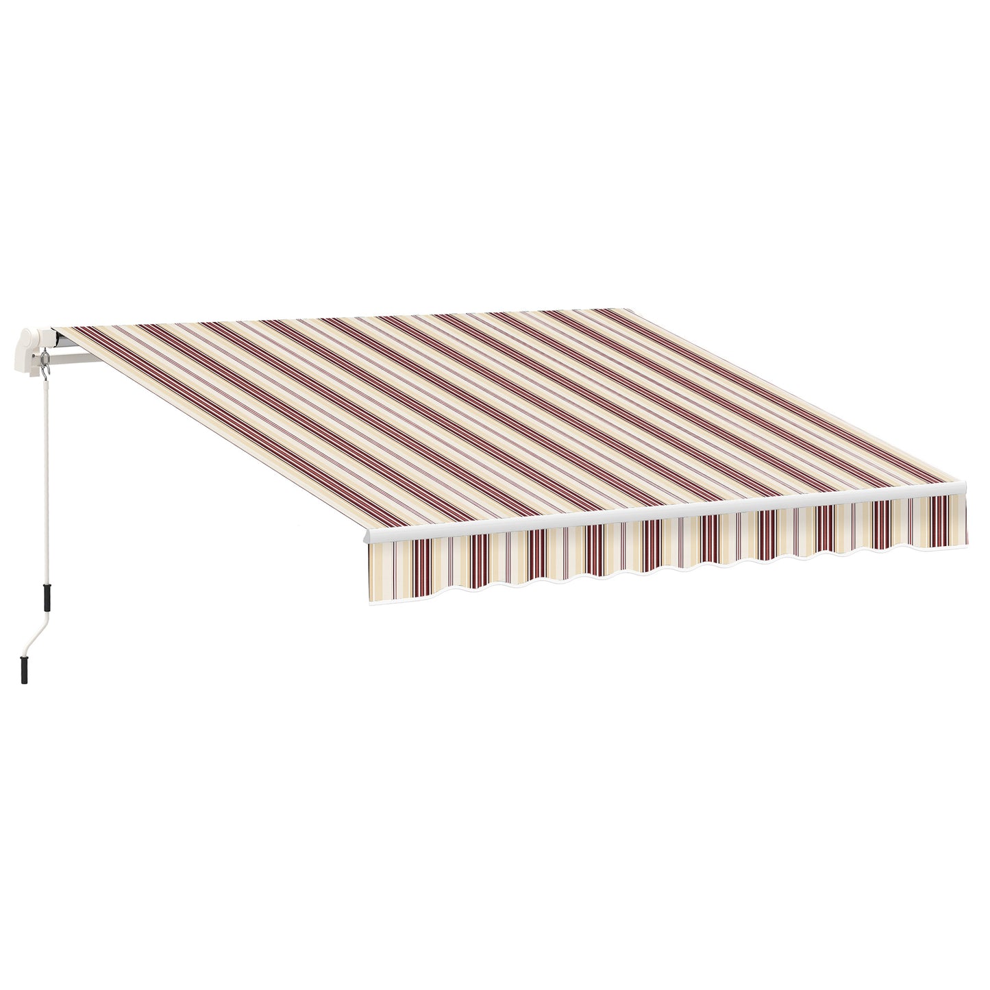Outsunny Manual Retractable Awning Sun Shade Canopy, Red/Beige Striped