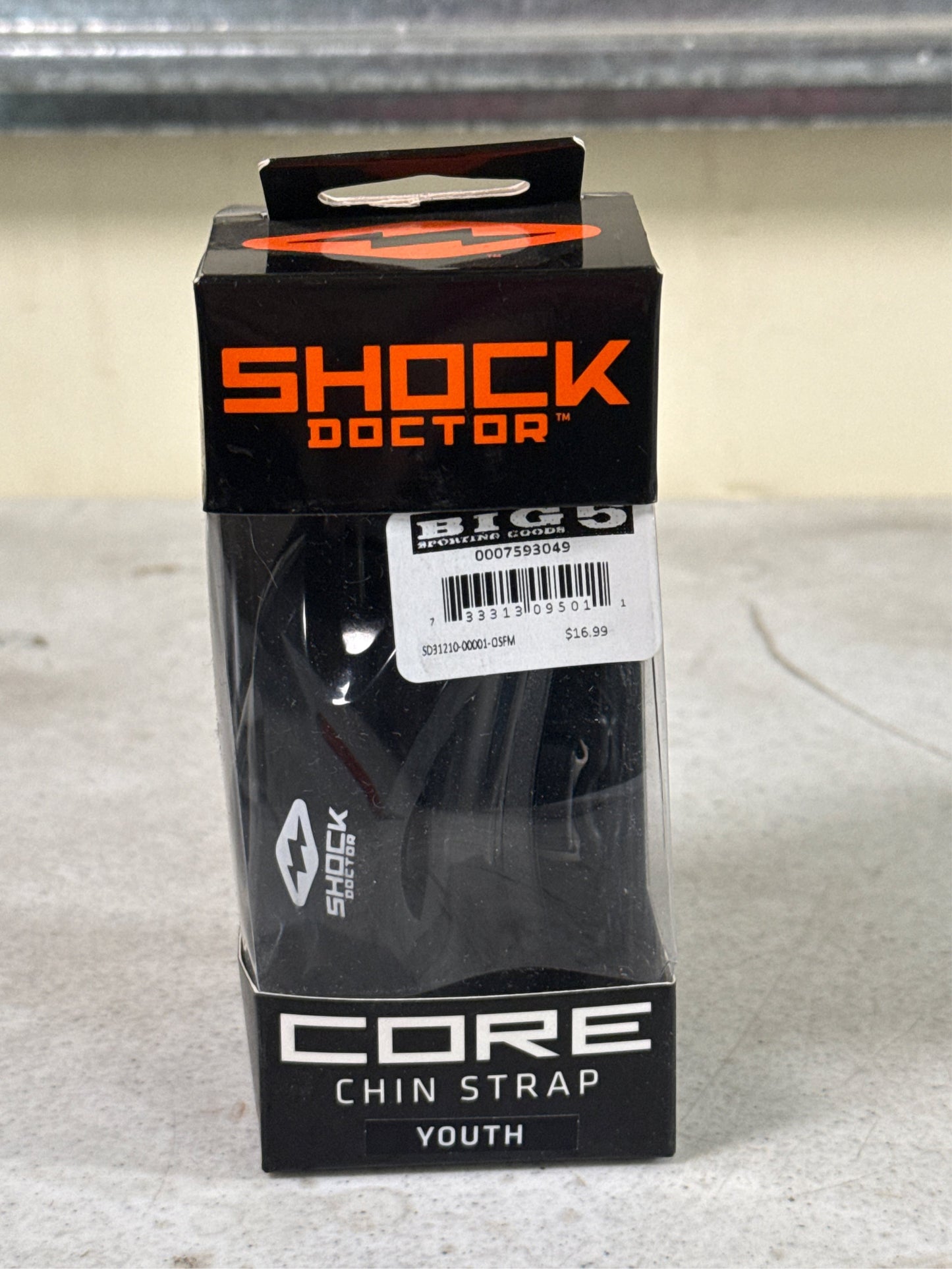 Shock Doctor Youth Core Adjustable Football Chinstrap - Black