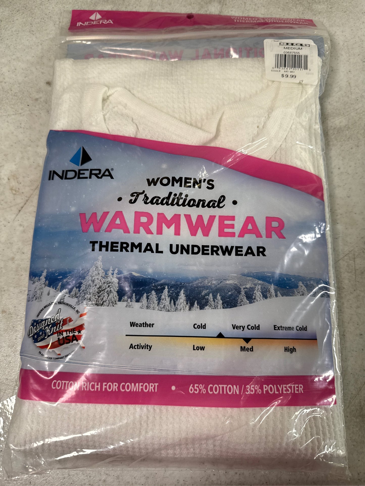 Indera Women's Traditional Warmwear Thermal Underwear Base Layer Top - White, Medium