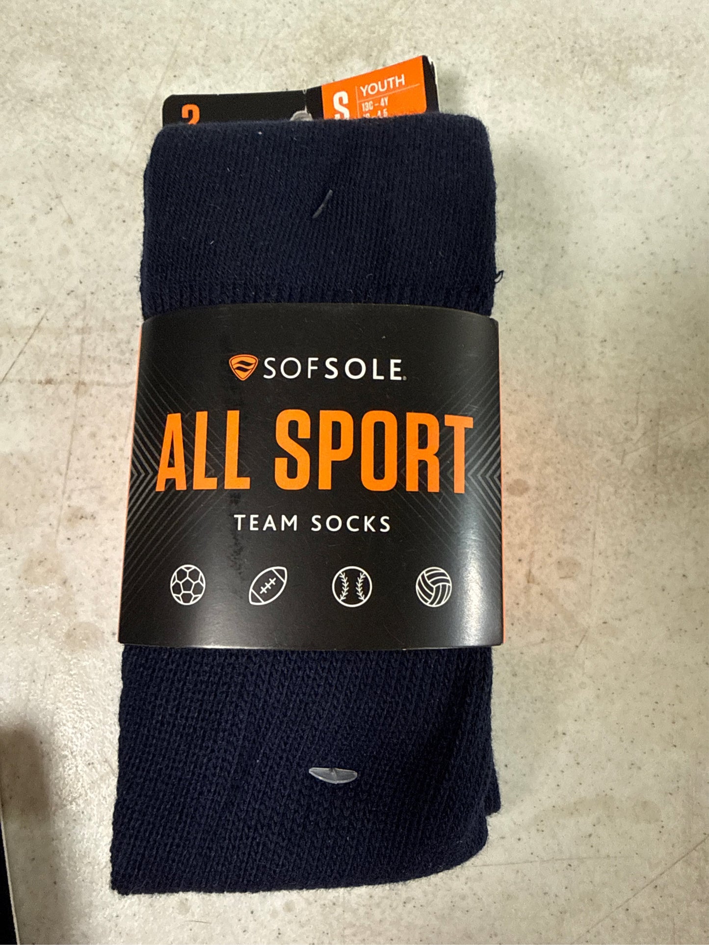 Sof Sole All-Sport Youth Team Socks, 2-Pack - Navy Blue, Size Small
