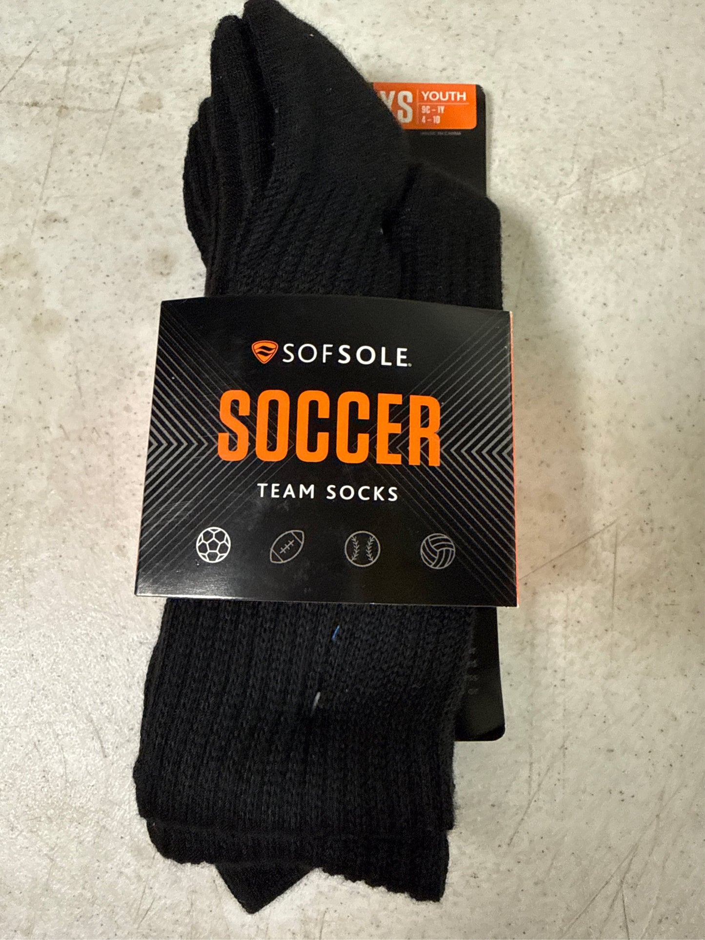 Sof Sole Youth Performance Over-the-Calf Soccer Socks - 2-Pack, Black, Size XS