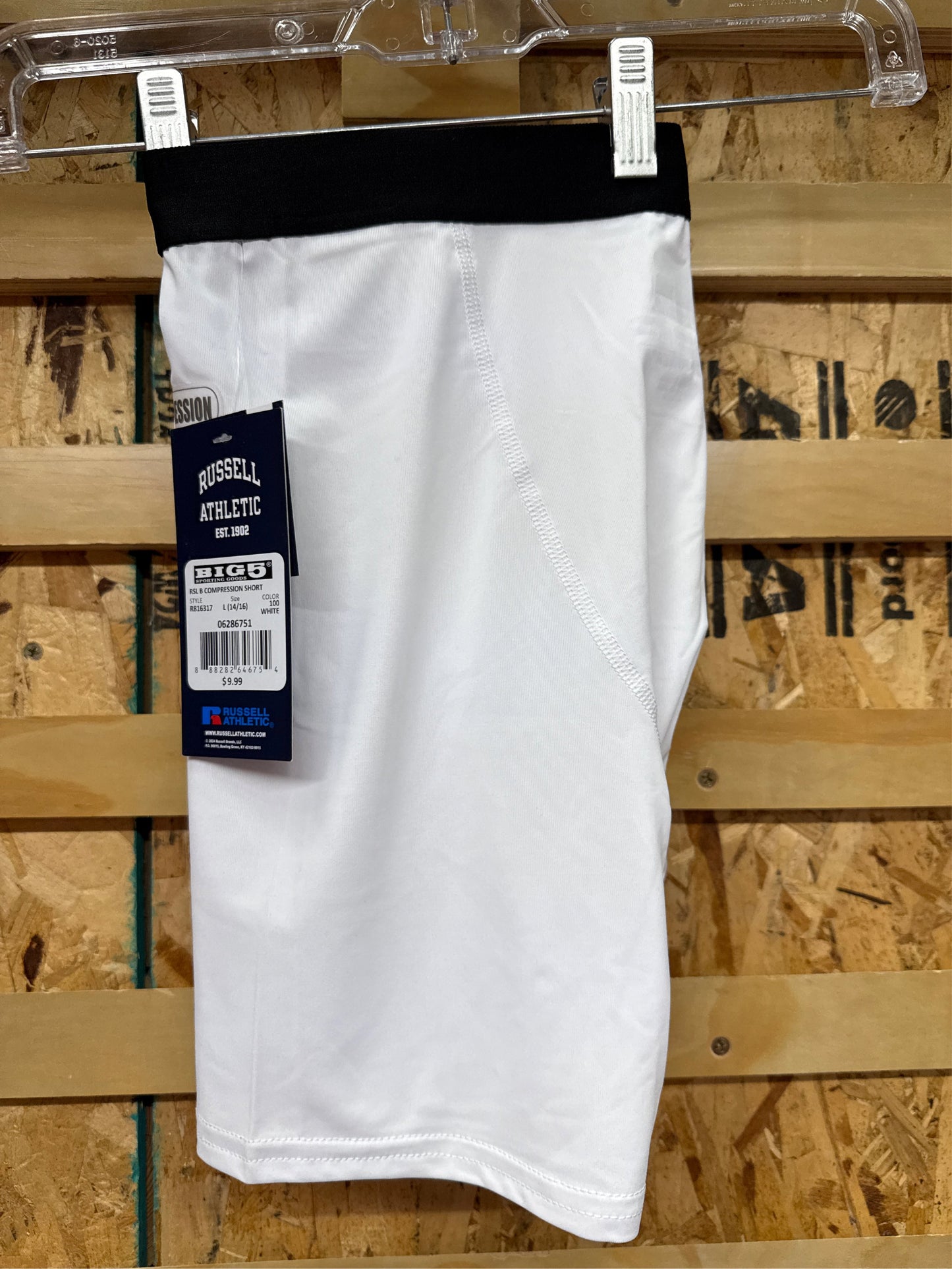 Russell Athletic Boys' Compression Shorts, White, Size Large (14/16)
