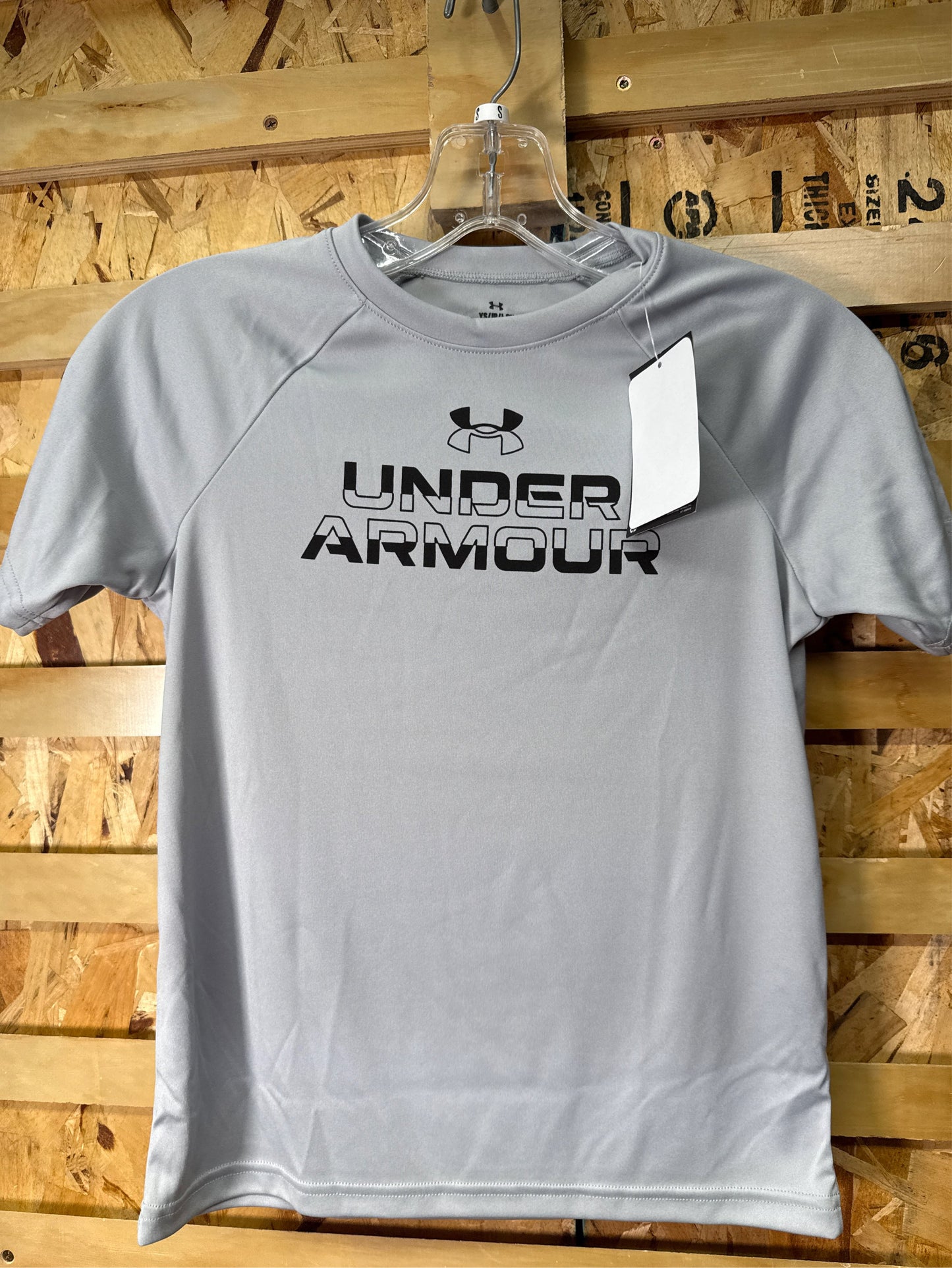 Under Armour Boys' Tech Split Wordmark Short-Sleeve T-Shirt - Light Gray