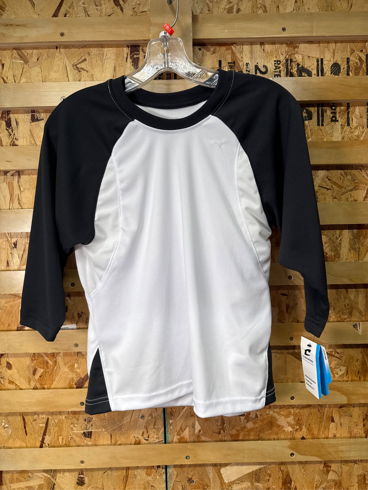 Champro Youth Dri-Gear Baseball/Softball Shirt - White/Black, Medium