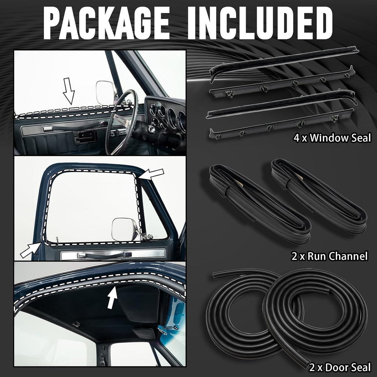 Weileite XFL Weather Stripping Seal Kit for GMC & Chevy Trucks
