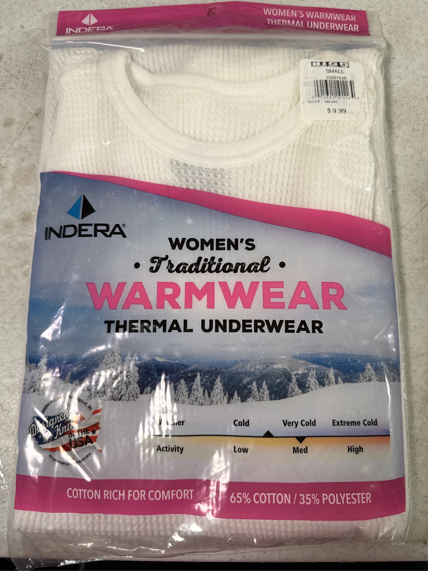Indera Women's Traditional Thermal Underwear Base Layer Top - White, Small