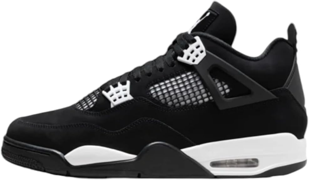 Nike Men's Air Jordan 4 Retro Sneakers - Black/White - Size 10.5
