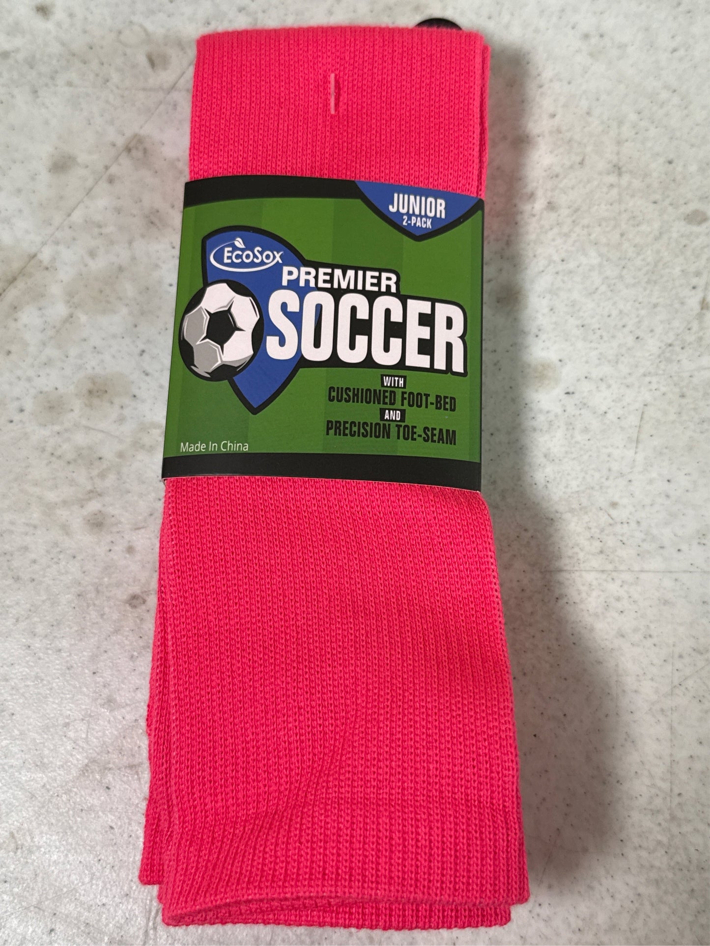 EcoSox Premier Junior Over-the-Calf Soccer Socks - 2 Pack, Pink, Size 5-7