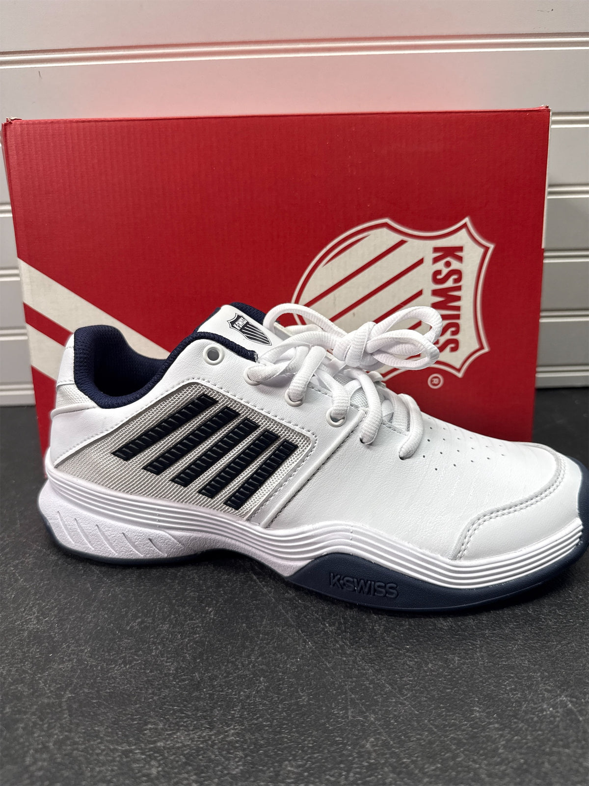 K-Swiss Court Express Men's Tennis Shoes - White/Navy, Size 7.5