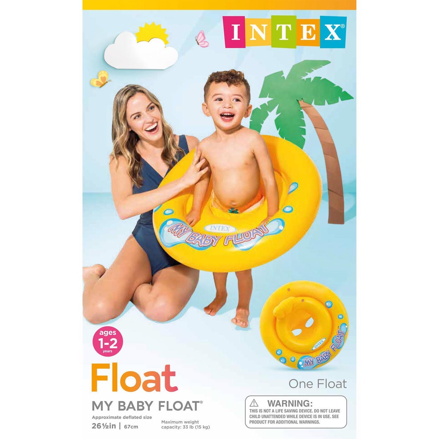 Intex My Baby Float Inflatable Yellow Vinyl Pool Float with Backrest