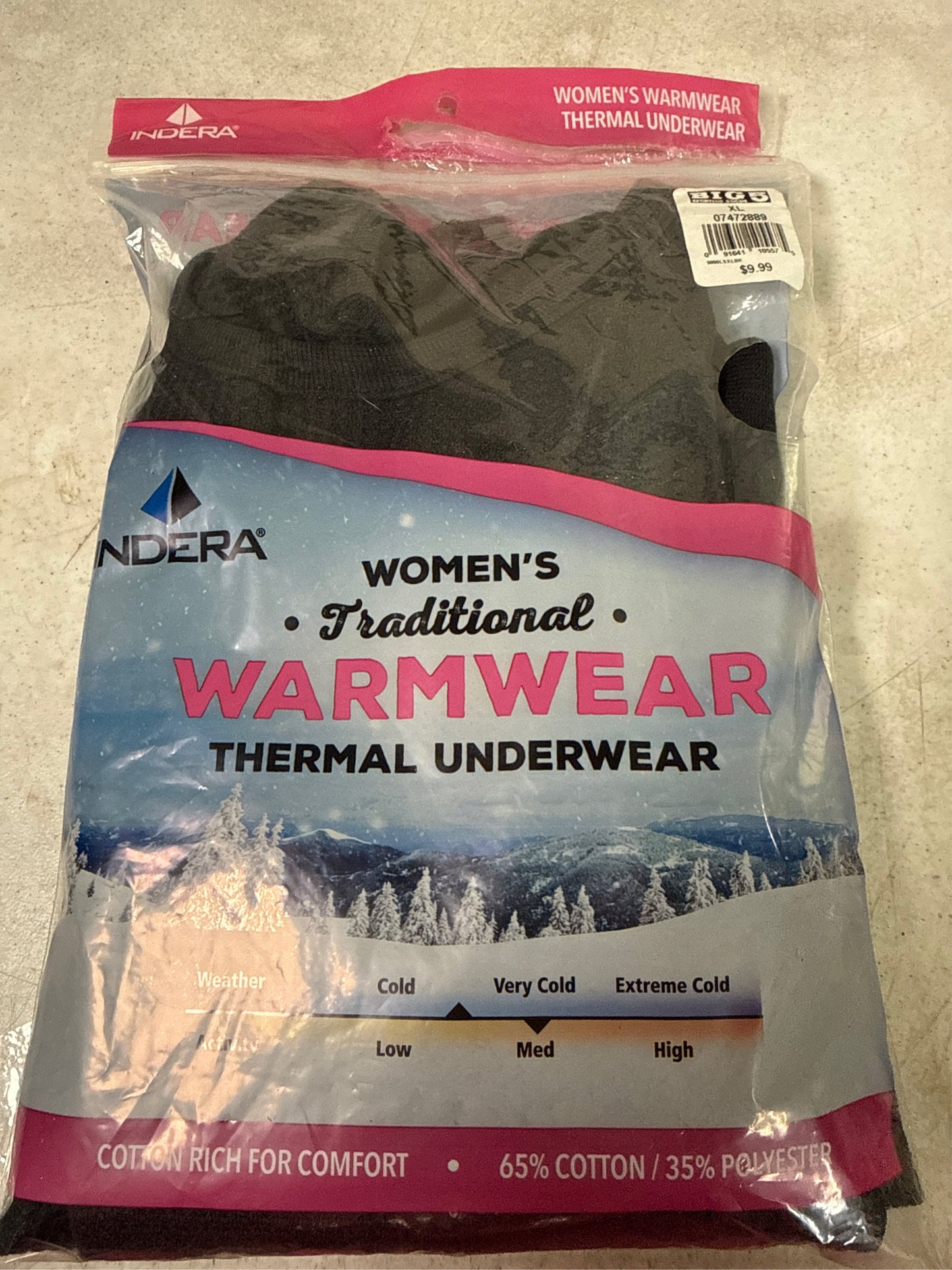 Indera Women's Traditional Warmwear Thermal Underwear Base Layer Top, XL - Black