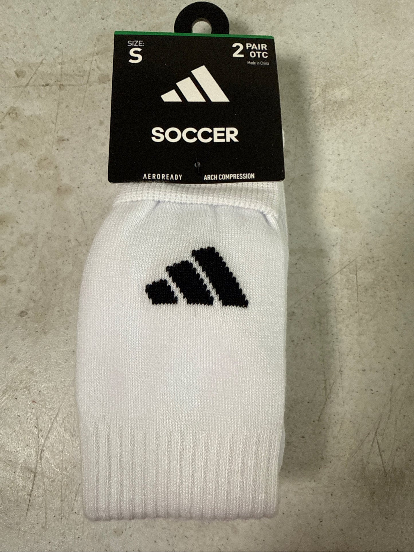 Adidas Rivalry Soccer 2.0 OTC Socks - 2-Pack, White/Black, Size S
