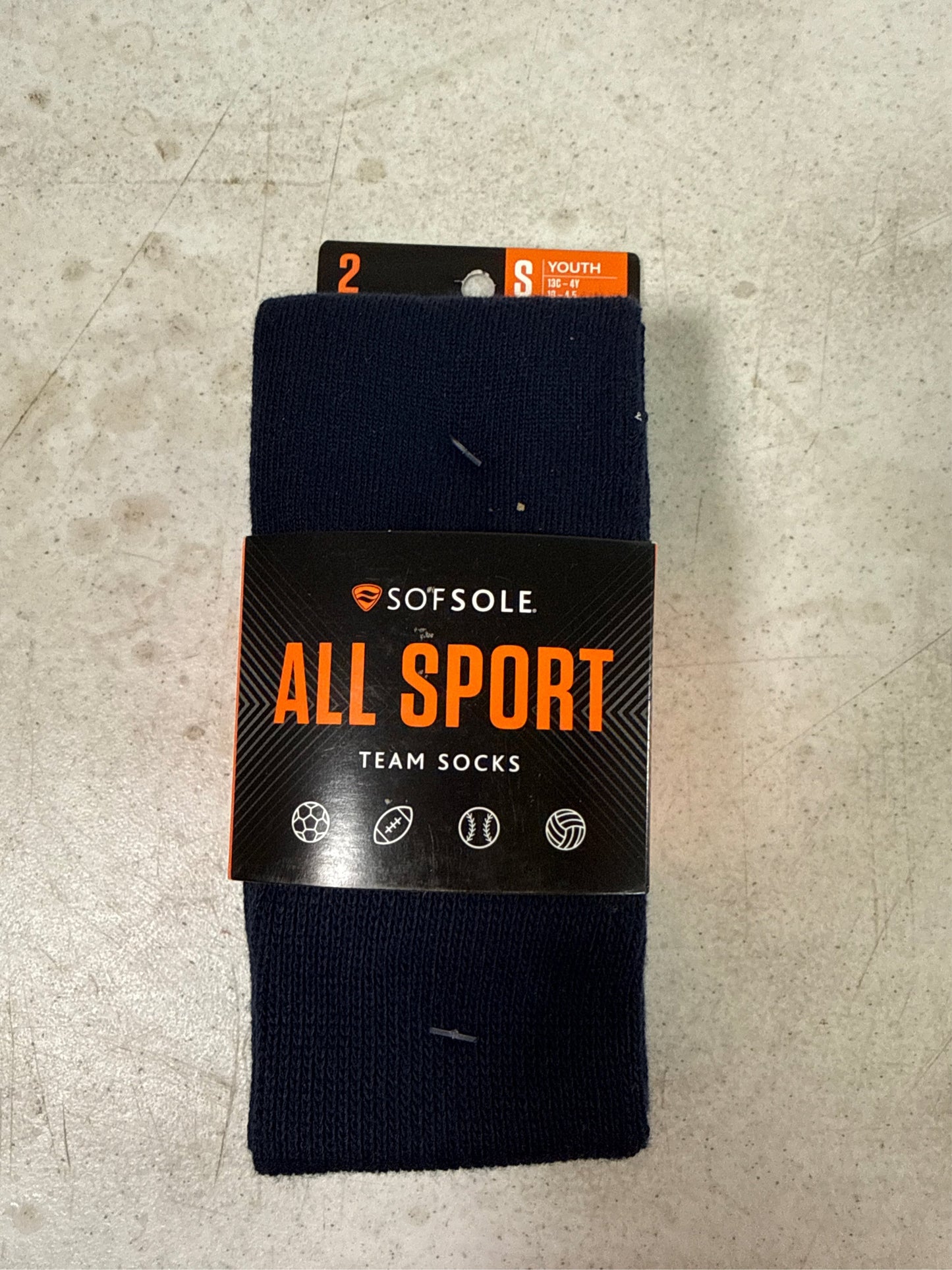 Sof Sole Youth All-Sport Team Socks - 2 Pack, Navy Blue, Size S