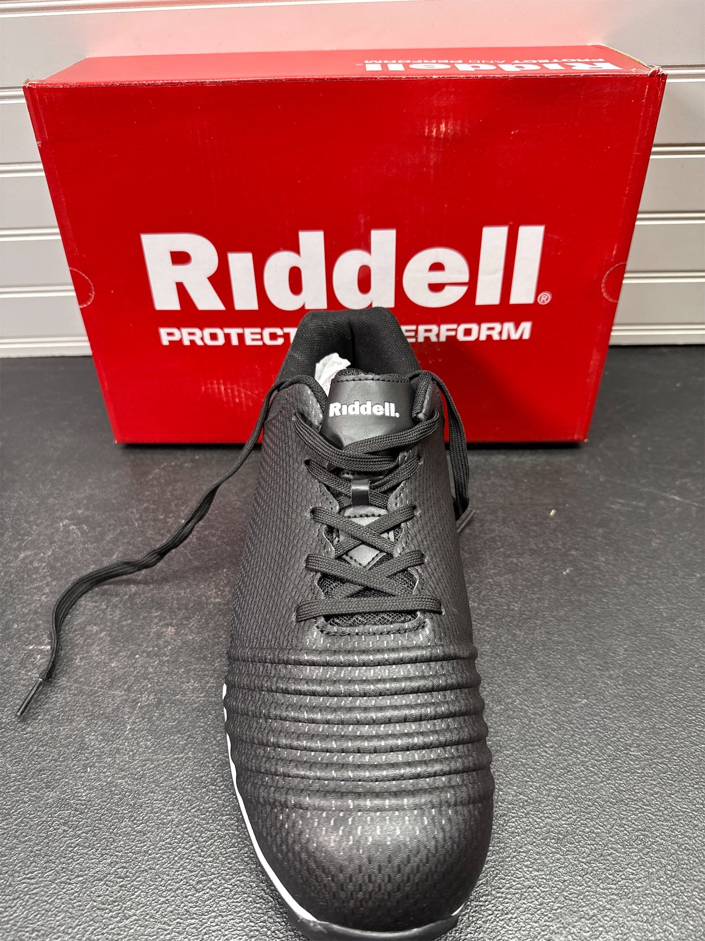 Riddell Men's Edge Low Football Cleats - Black/White, Size 13