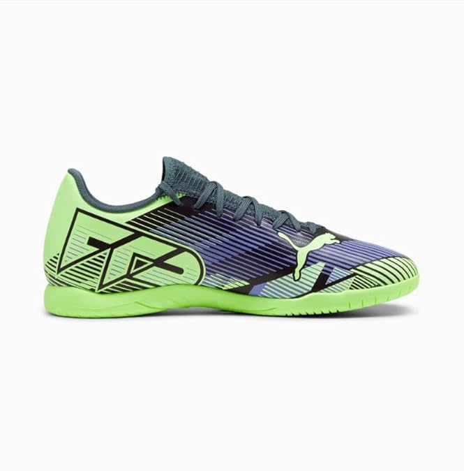 Puma Future 7 Play IT Indoor Soccer Shoes - Gray Skies/Elektro Purple, Size 7.5