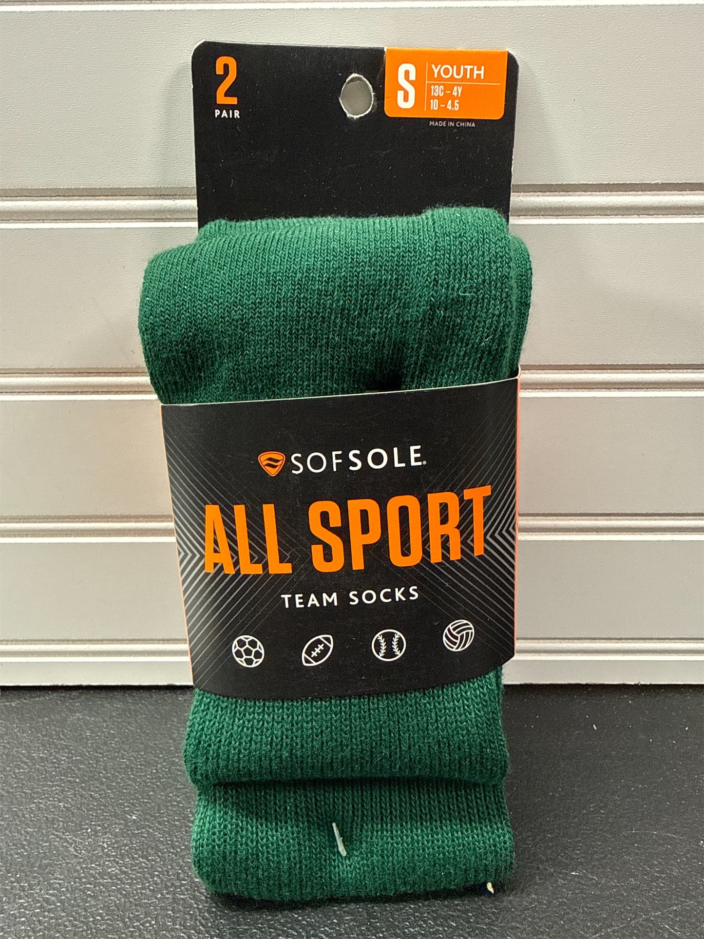 Sofsole Youth All-Sport Team Athletic Socks - 2-Pack, Dark Green, Small