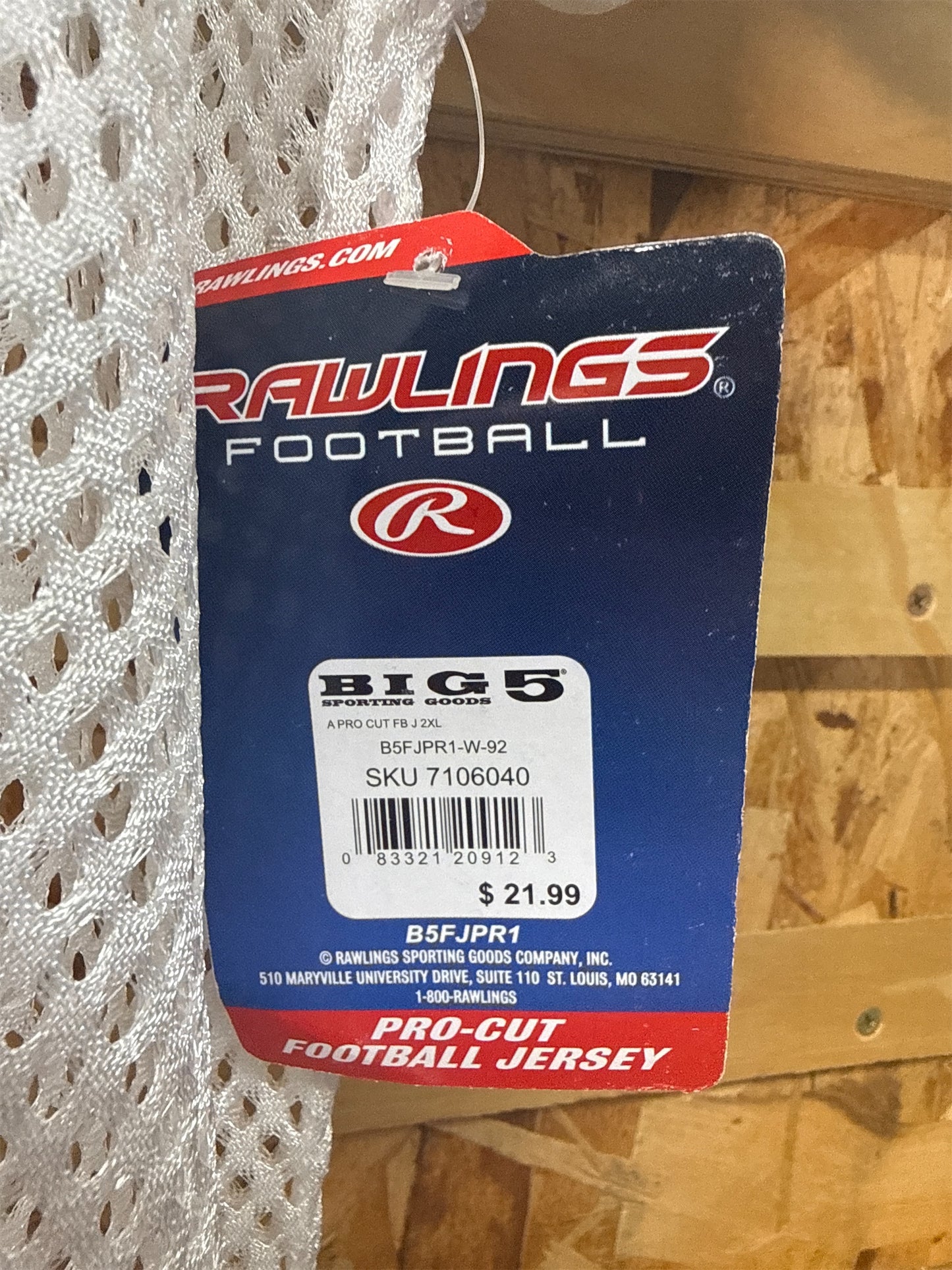 Rawlings Premium Pro Cut Adult Football Practice Jersey - White, 2XL