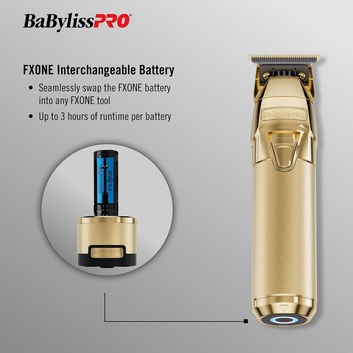 BaBylissPRO FXONE Cordless Professional Outlining Trimmer for Men, Gold