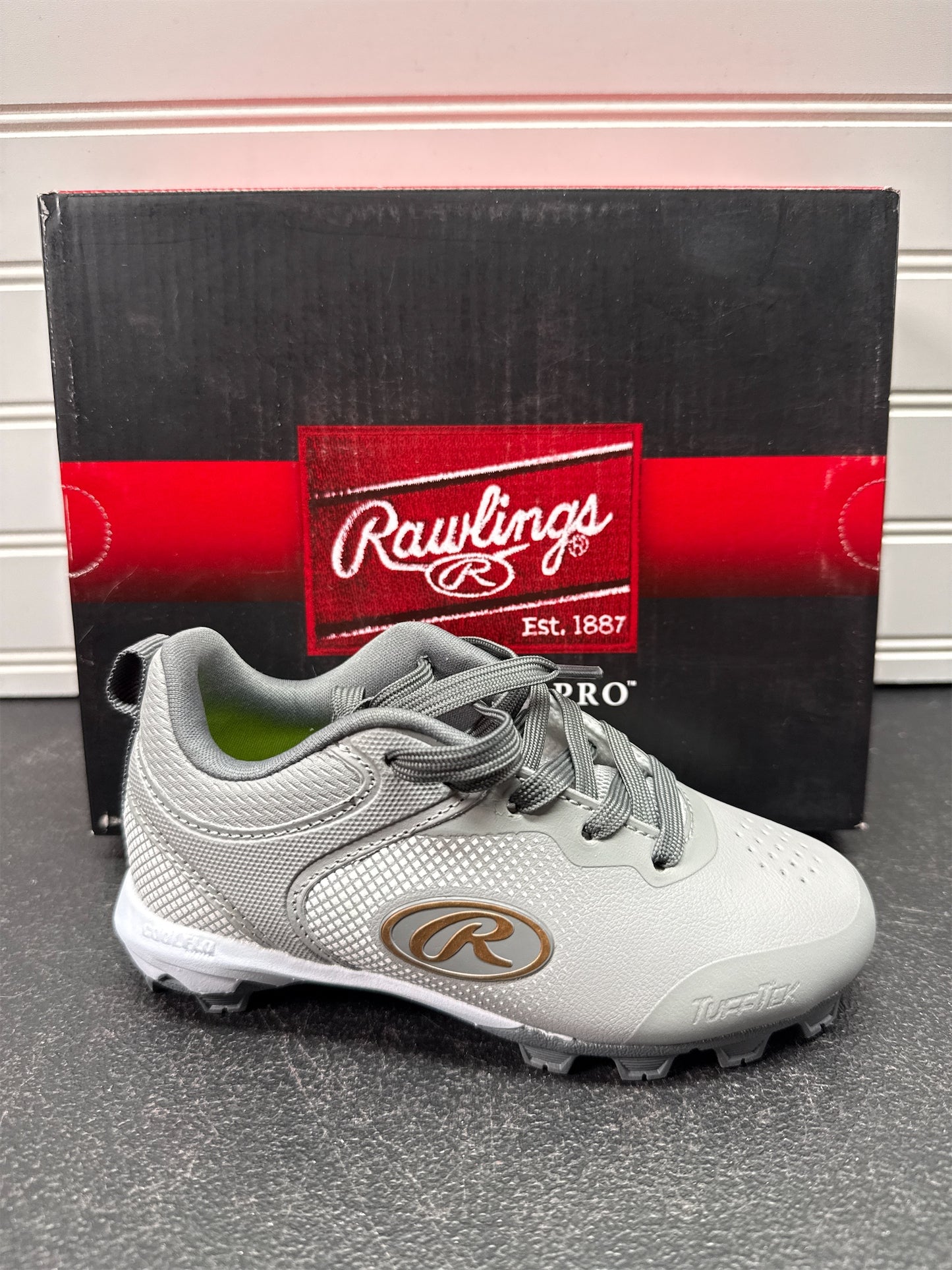 Rawlings Sanction Low Youth Baseball Cleats - Gray, Size 10