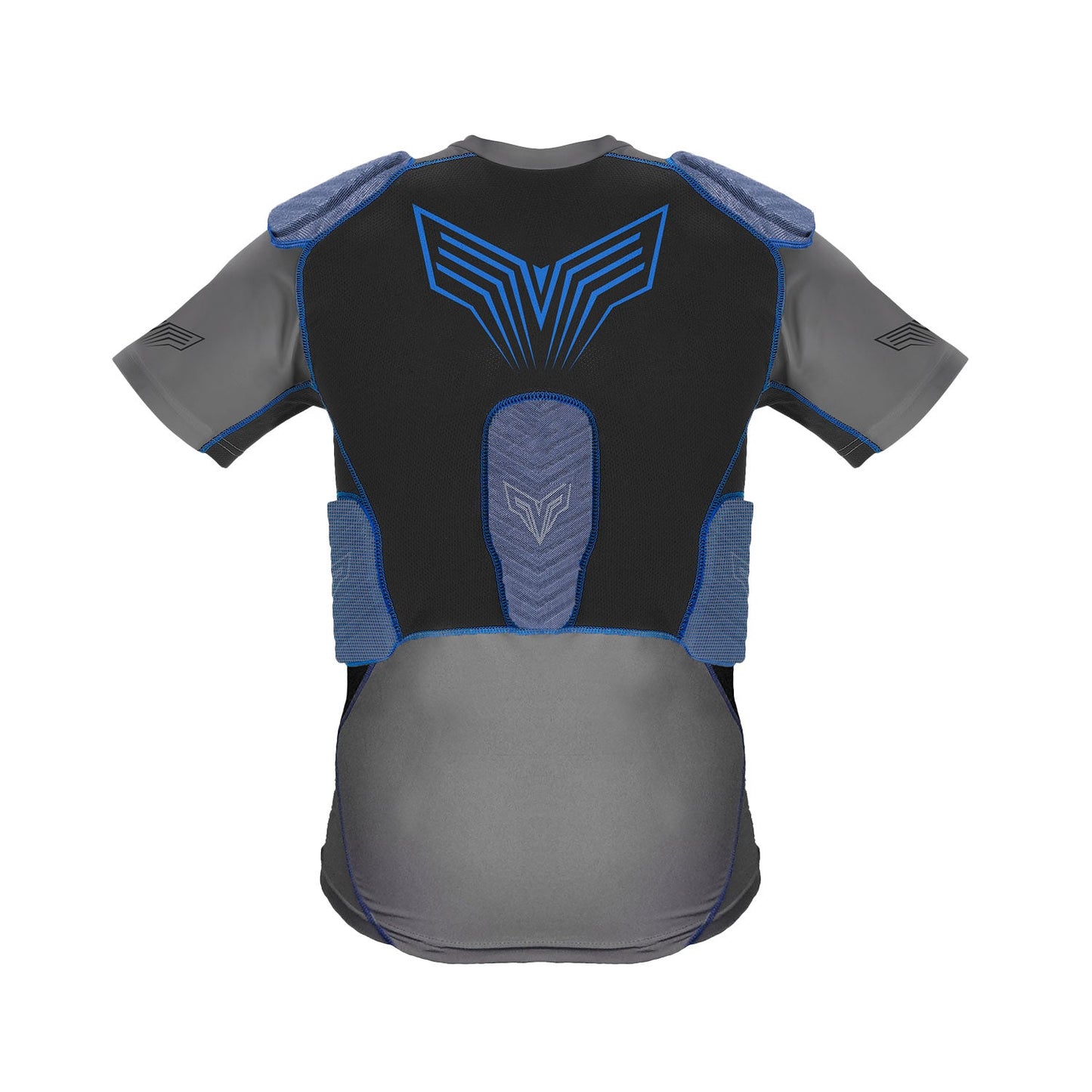 Alleson Youth Vortex Integrated Football Padded Top - Gray/Blue, Small