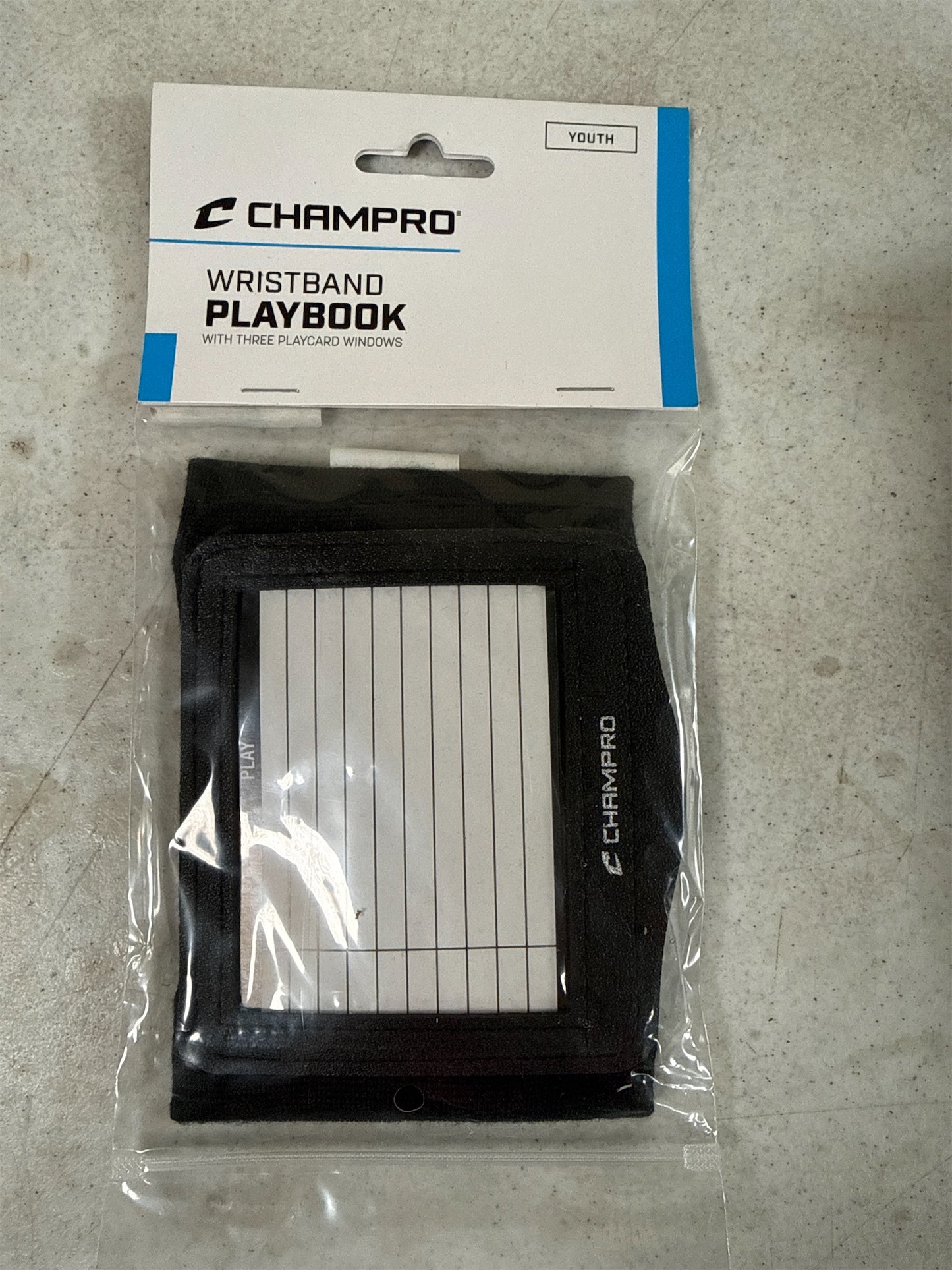 Champro Youth Triple-Play 3-Window Football Wristband Playbook - Black